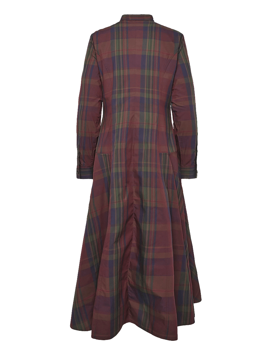 Polo Ralph Lauren - Plaid Cotton-Blend Paneled Shirtdress - skjortklänningar - 2059 merlot-green - 2