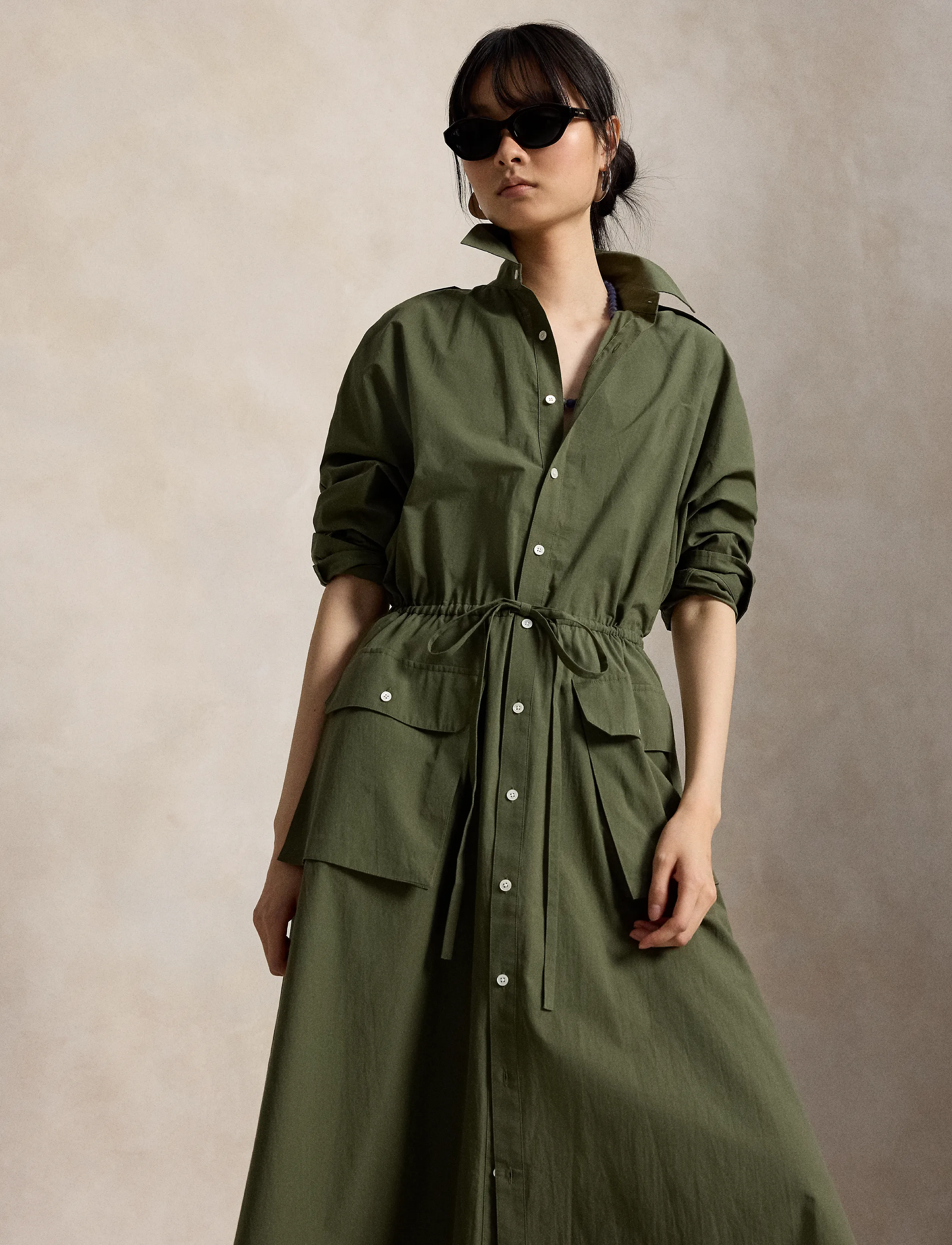 Polo Ralph Lauren - Cotton Canvas Utility Shirtdress - skjortekjoler - dense olive - 5