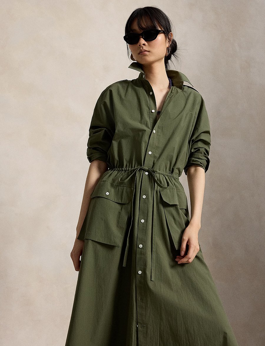 Polo Ralph Lauren - Cotton Canvas Utility Shirtdress - skjortekjoler - dense olive - 5
