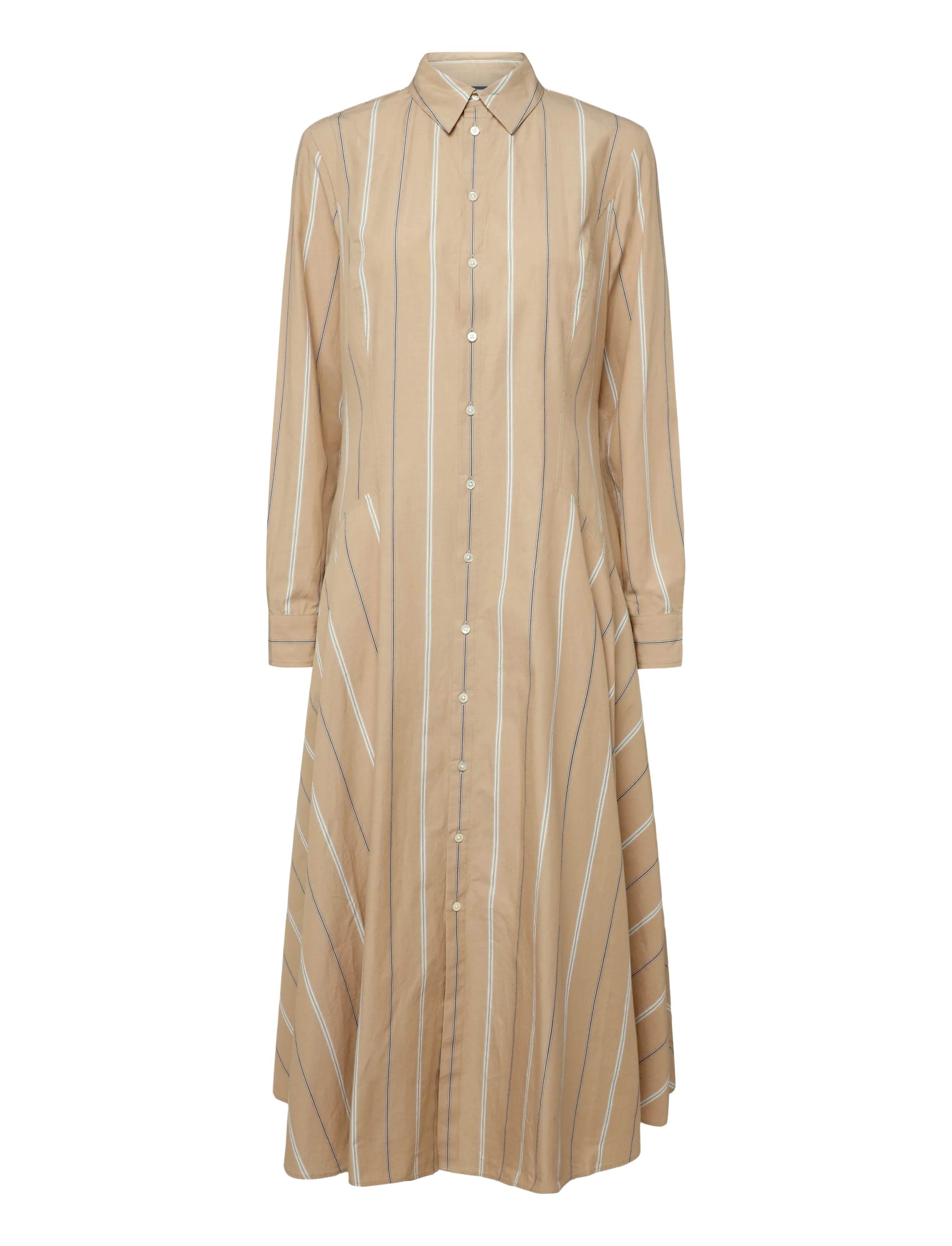 Polo Ralph Lauren - Striped Cotton Paneled Shirtdress - shirt dresses - 2026b tan-cream - 1