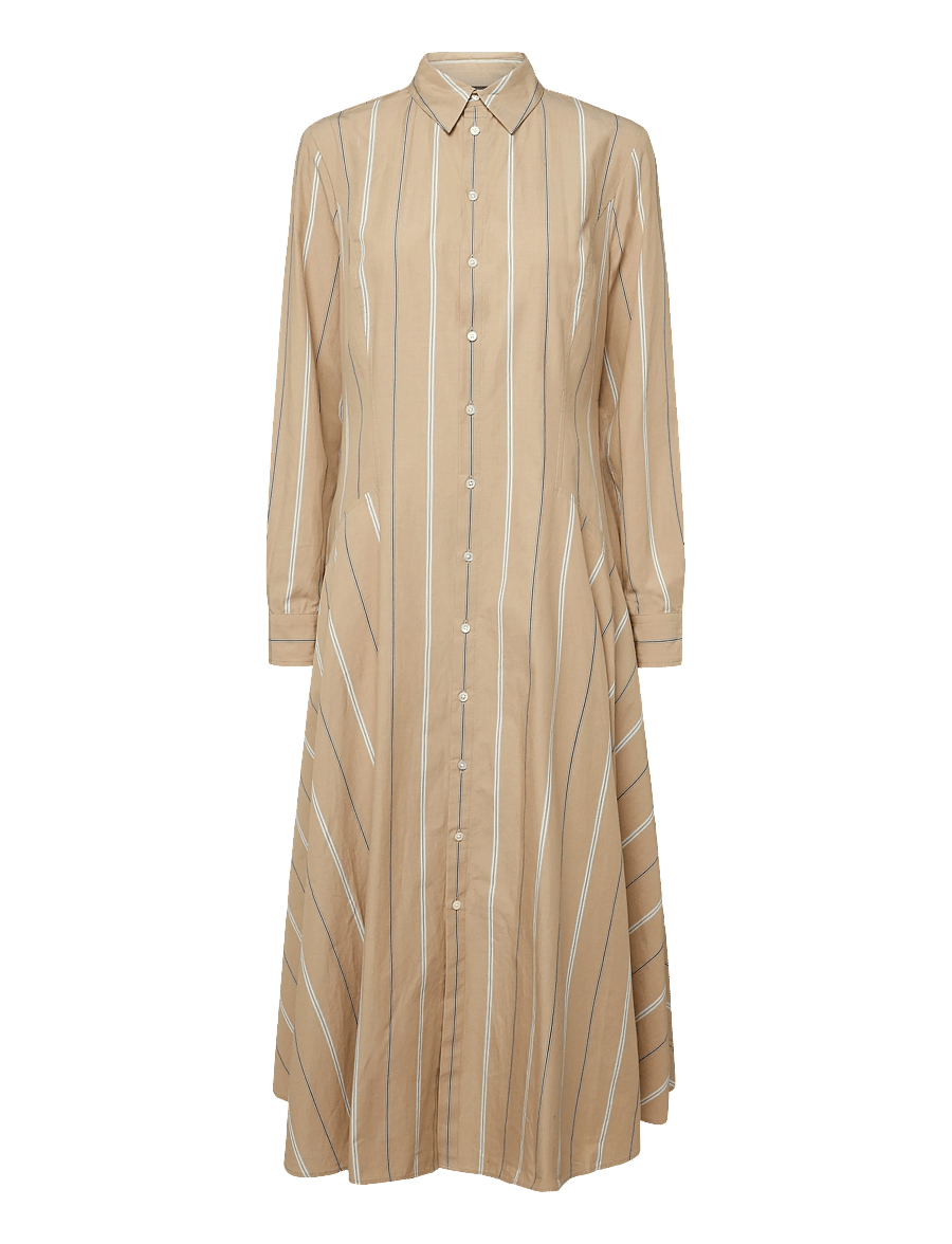 Polo Ralph Lauren - Striped Cotton Paneled Shirtdress - särkkleidid - 2026b tan-cream - 1
