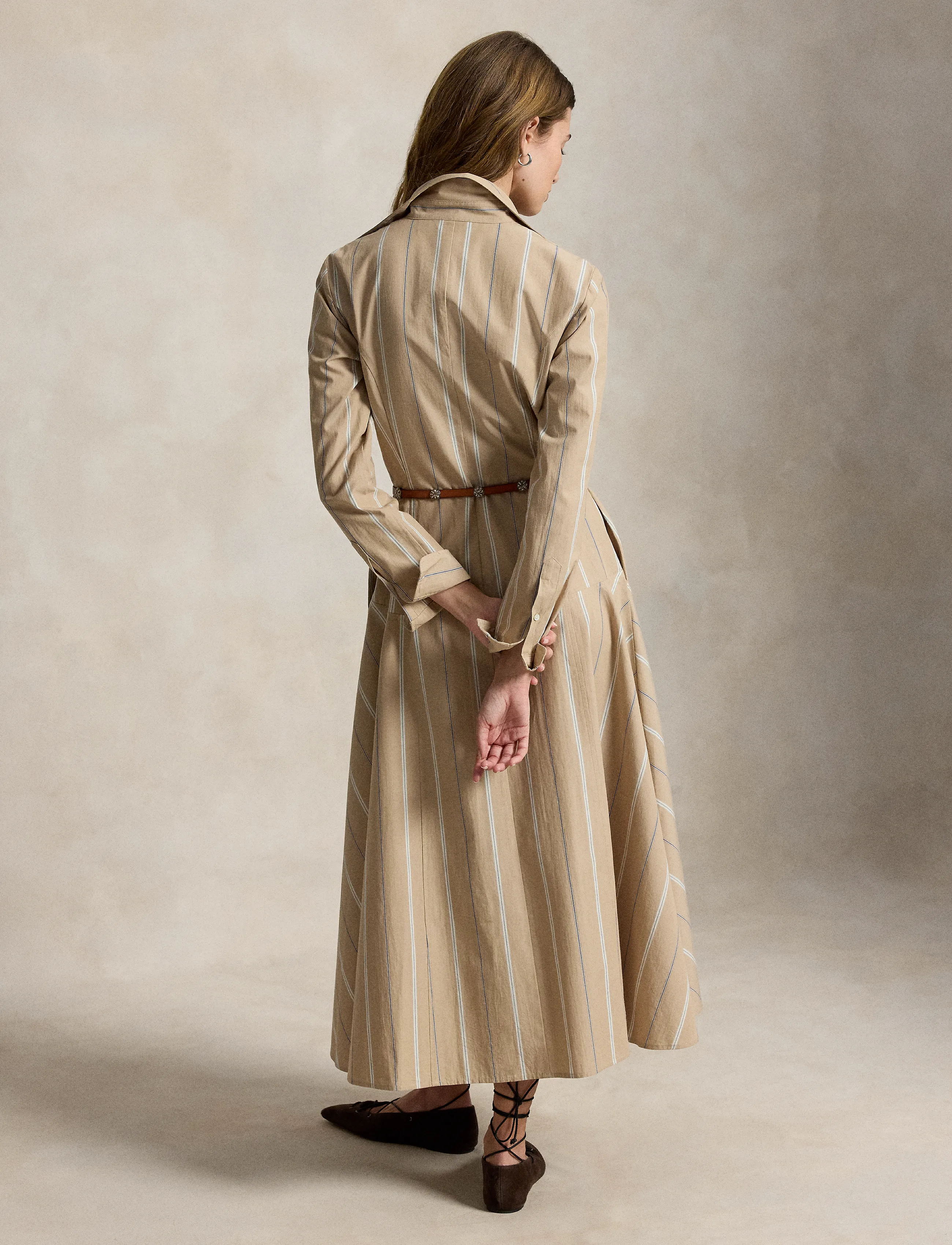 Polo Ralph Lauren - Striped Cotton Paneled Shirtdress - shirt dresses - 2026b tan-cream - 3