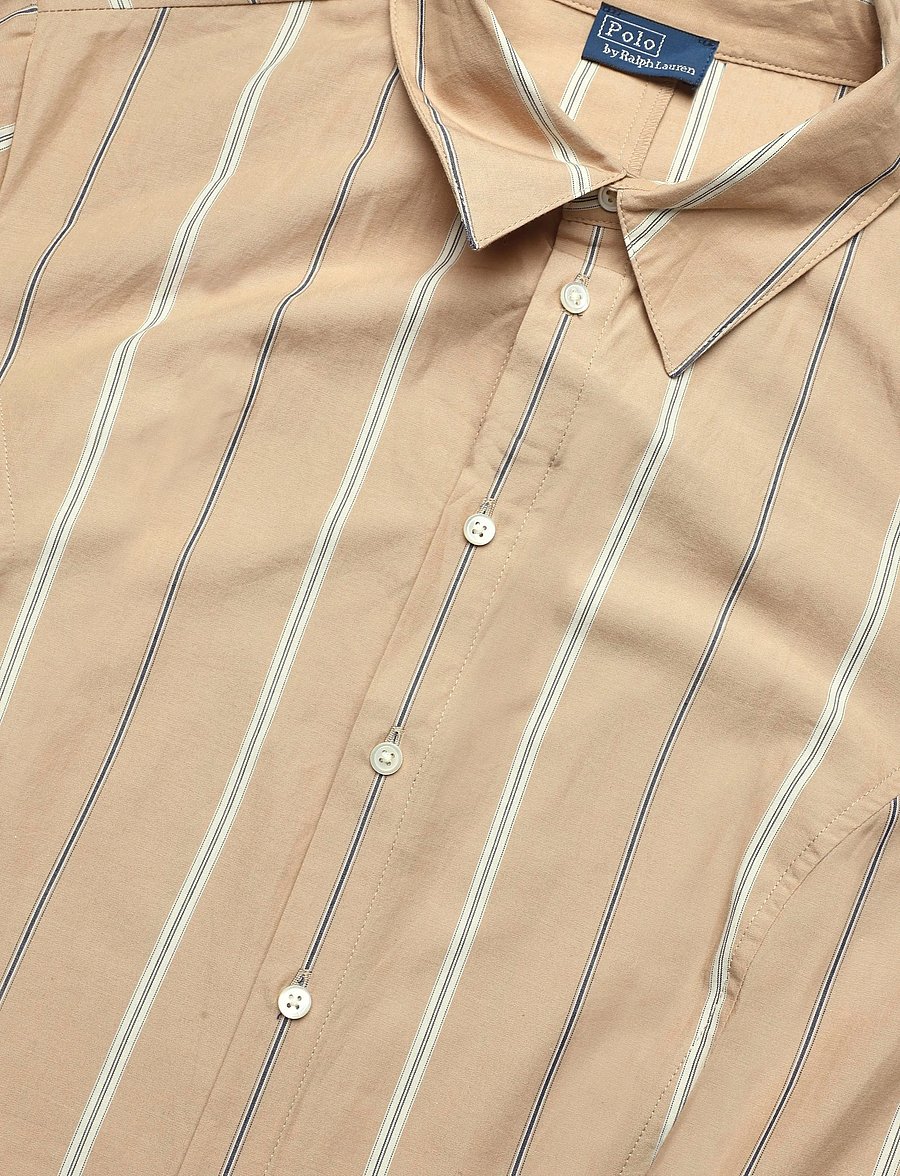 Polo Ralph Lauren - Striped Cotton Paneled Shirtdress - särkkleidid - 2026b tan-cream - 5