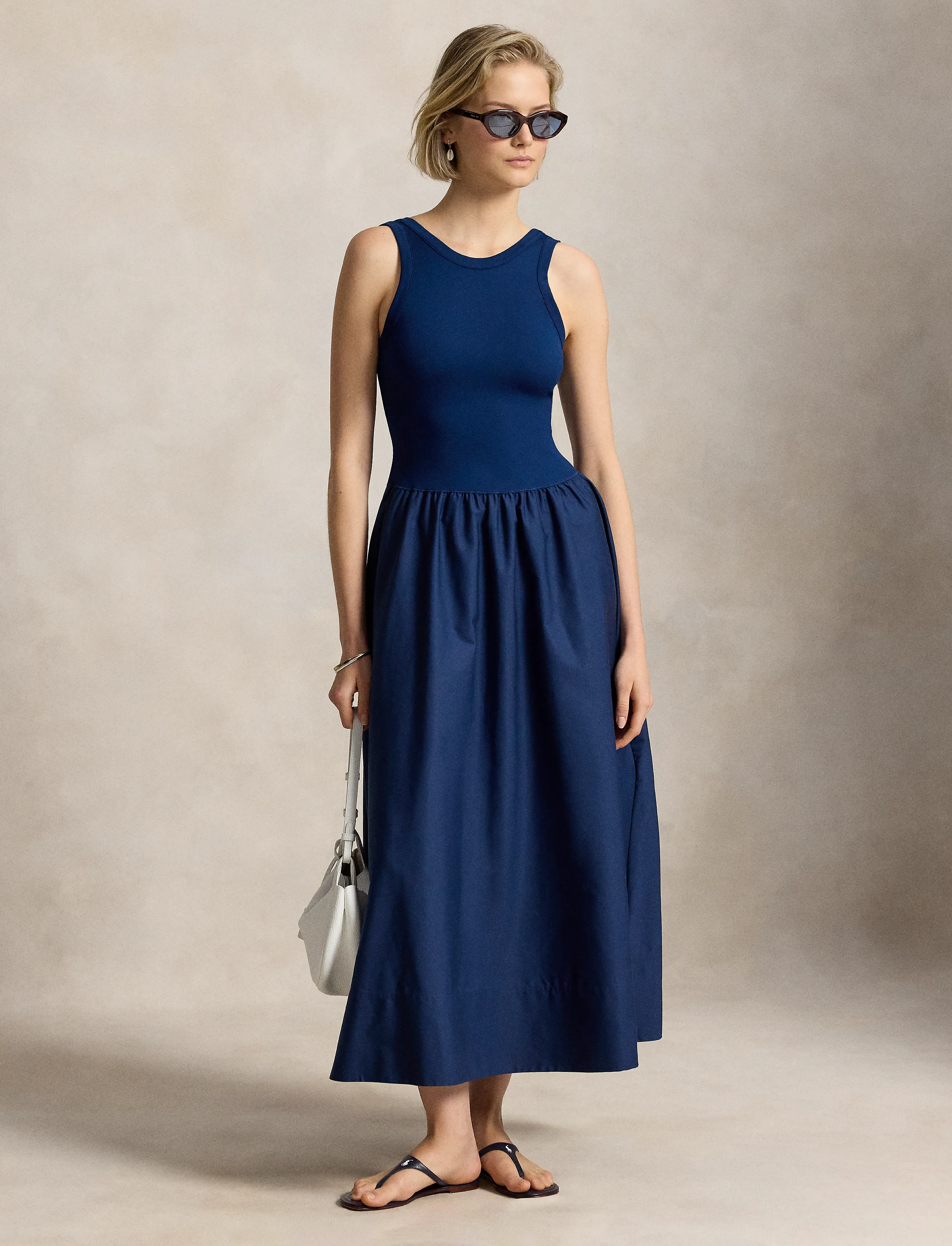 Polo Ralph Lauren Ponte-Bodice Sleeveless Dress, XS, Dresses, Marineblau - Knee-length & Midi, Frauen