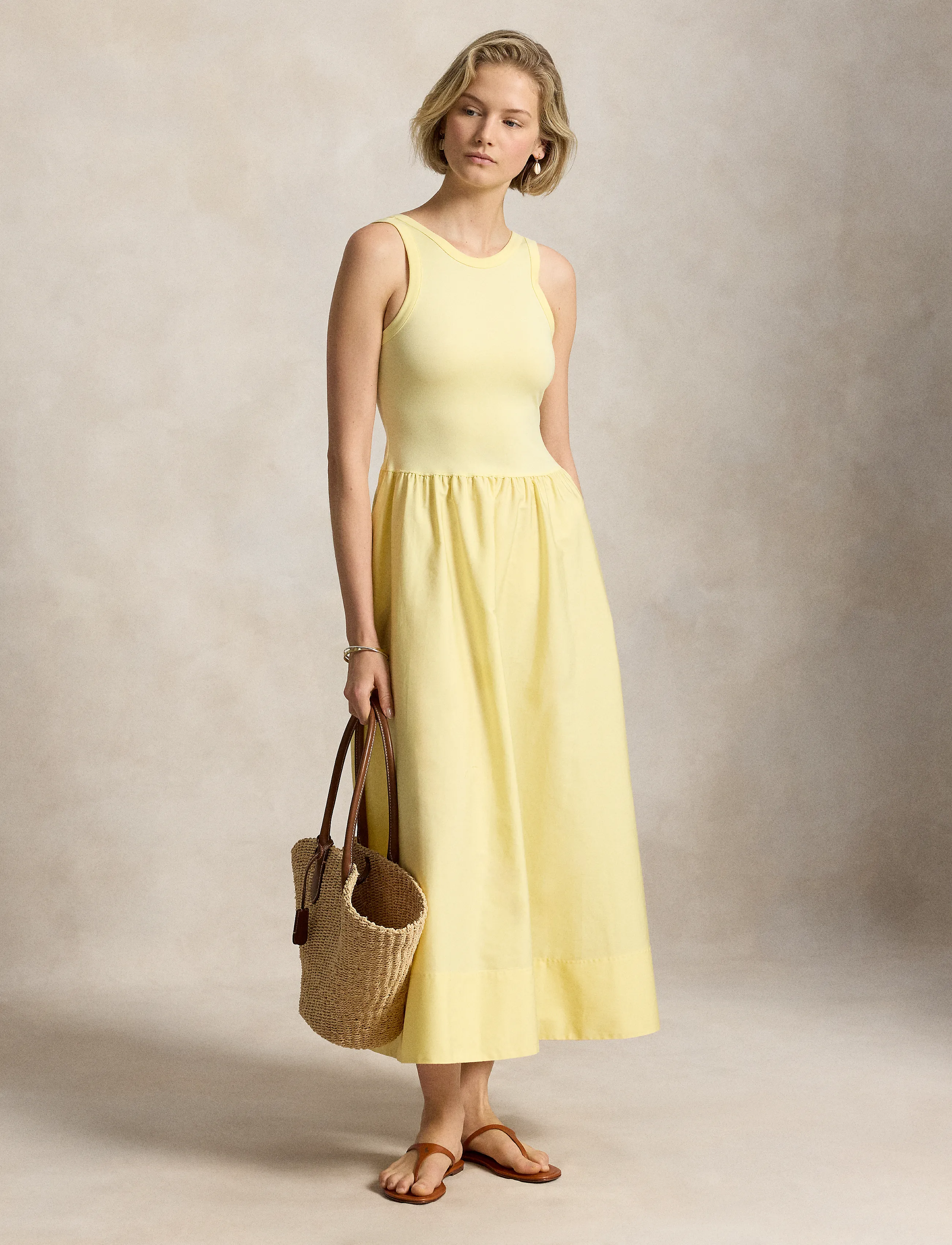 Polo Ralph Lauren Ponte-Bodice Sleeveless Dress, M, Dresses, Gelb - Knee-length & Midi, Frauen