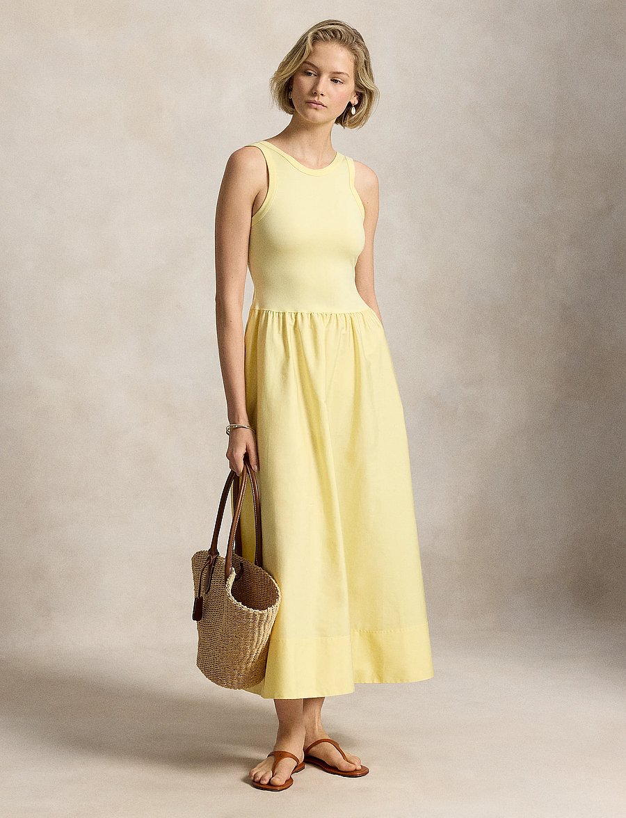Polo Ralph Lauren - Ponte-Bodice Sleeveless Dress - sommerkjoler - t bird yellow - 0