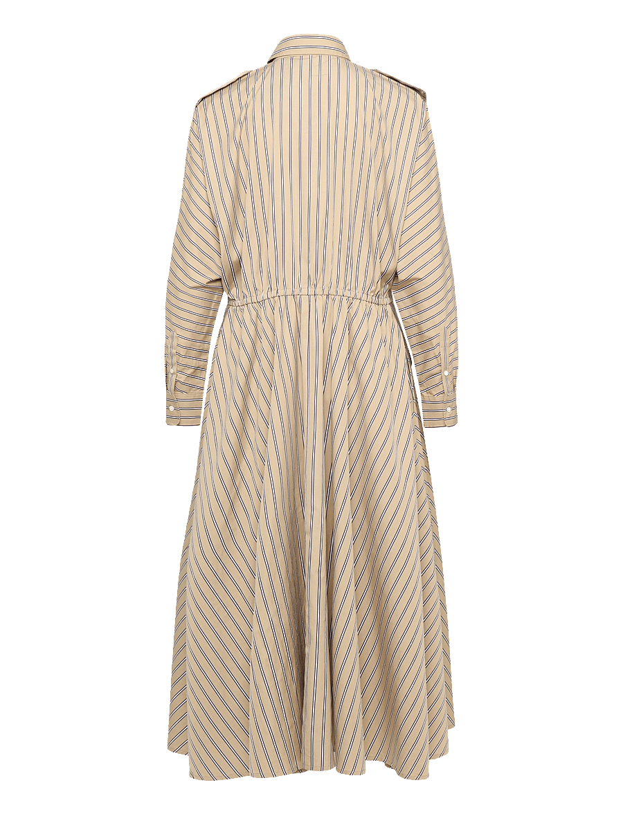 Polo Ralph Lauren - Striped Cotton Canvas Utility Shirtdress - skjortklänningar - 2063 tan-royal mu - 2