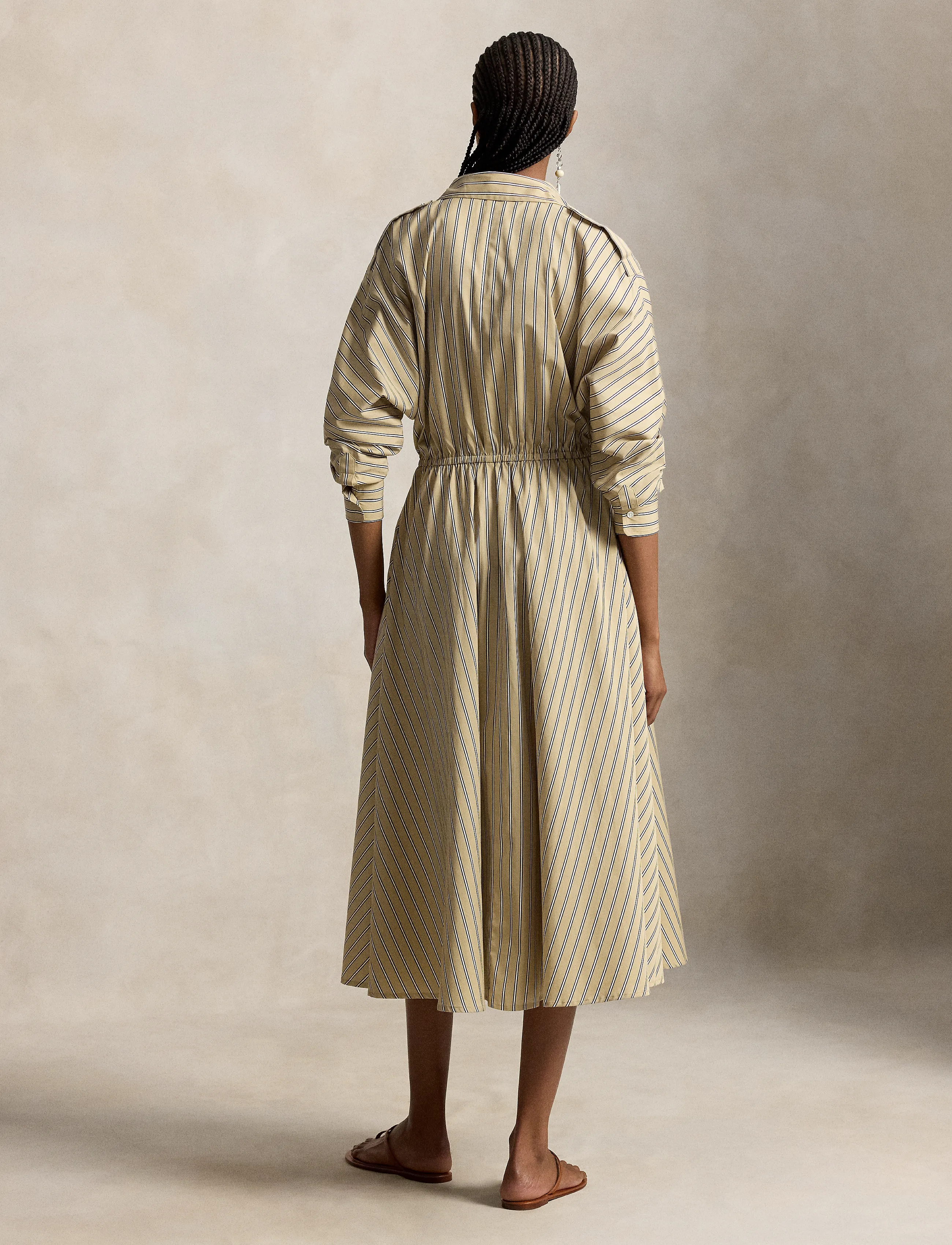 Polo Ralph Lauren - Striped Cotton Canvas Utility Shirtdress - skjortklänningar - 2063 tan-royal mu - 3