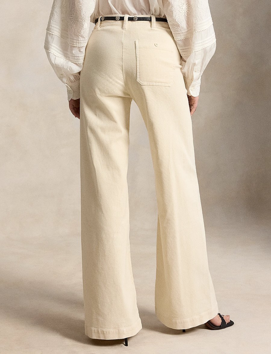 Polo Ralph Lauren - 14 WALE STR CRDRY-WVN-PANTS - utsvängda byxor - cream - 2