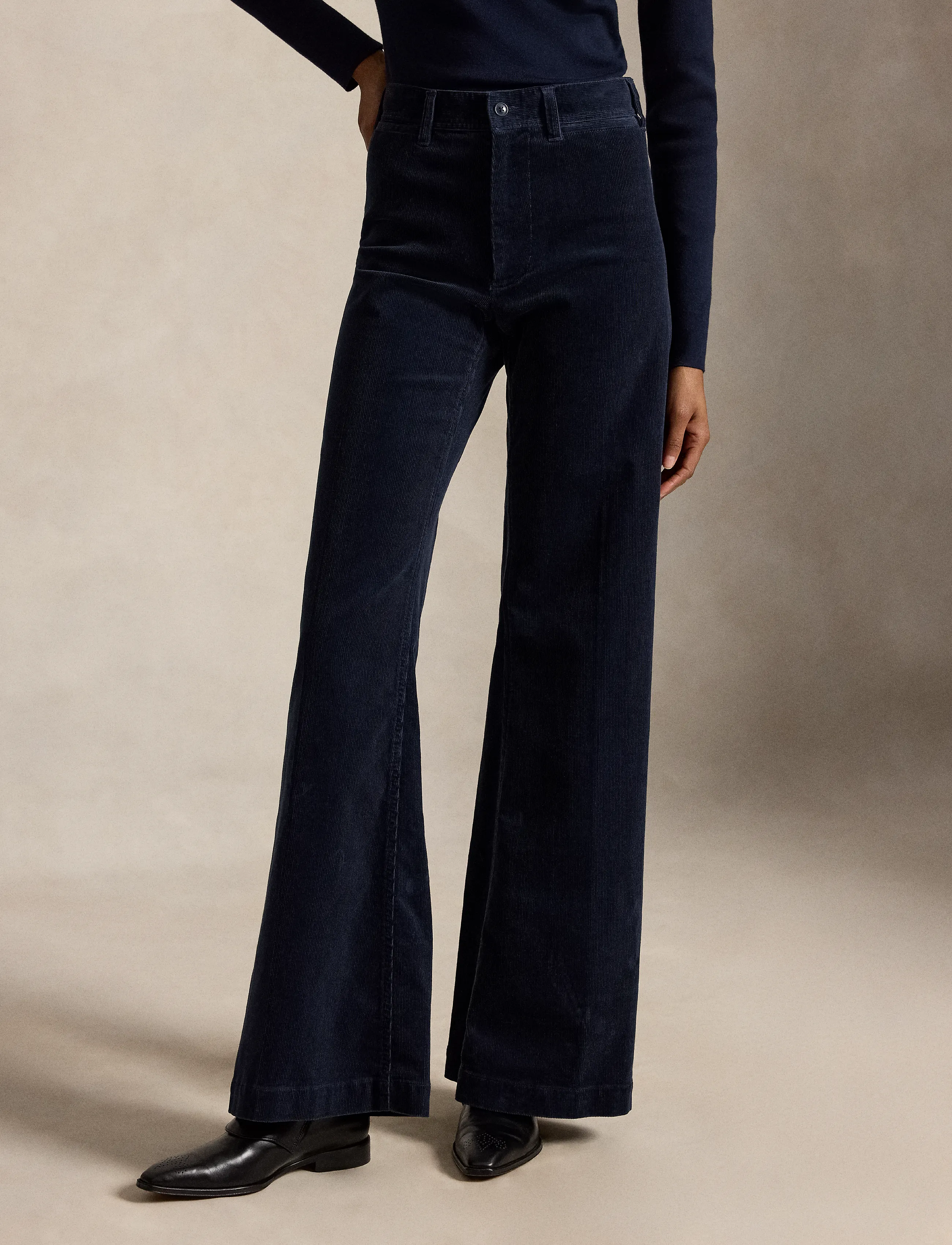 Polo Ralph Lauren - 14 WALE STR CRDRY-WVN-PANTS - utsvängda byxor - navy - 4