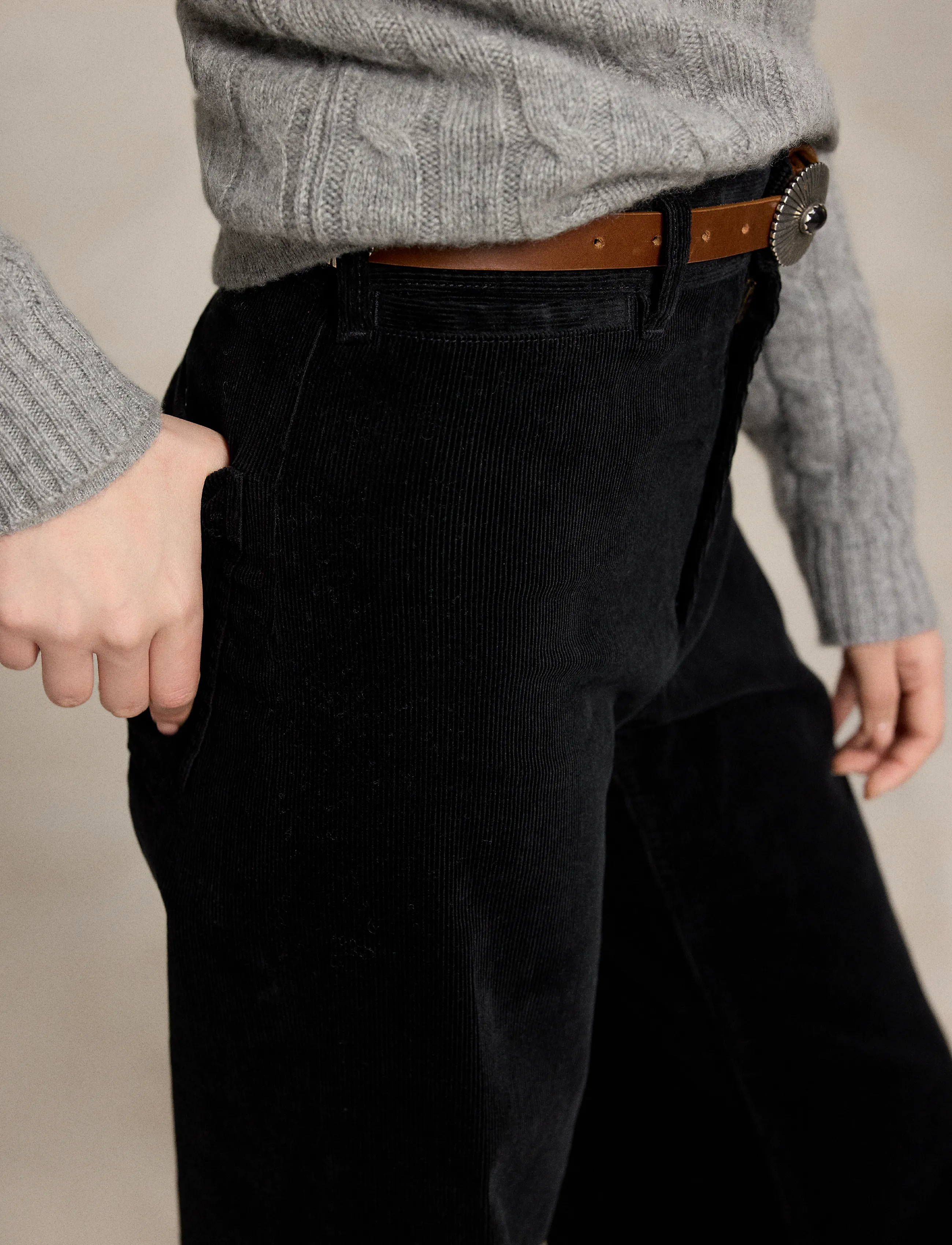 Polo Ralph Lauren - 14 WALE STR CRDRY-WVN-PANTS - flare bukser - polo black - 4
