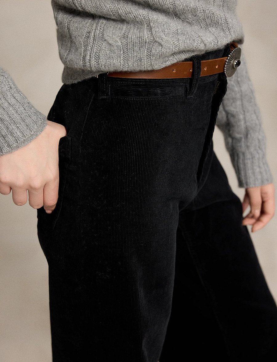 Polo Ralph Lauren - 14 WALE STR CRDRY-WVN-PANTS - flare bukser - polo black - 4
