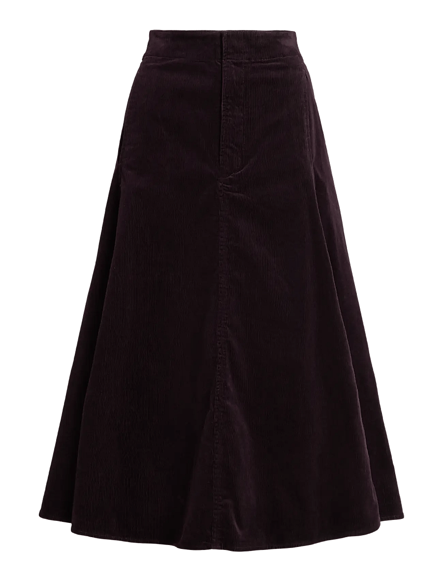 Polo Ralph Lauren - Corduroy A-Line Midi Skirt - midi-röcke - midnight merlot - 0