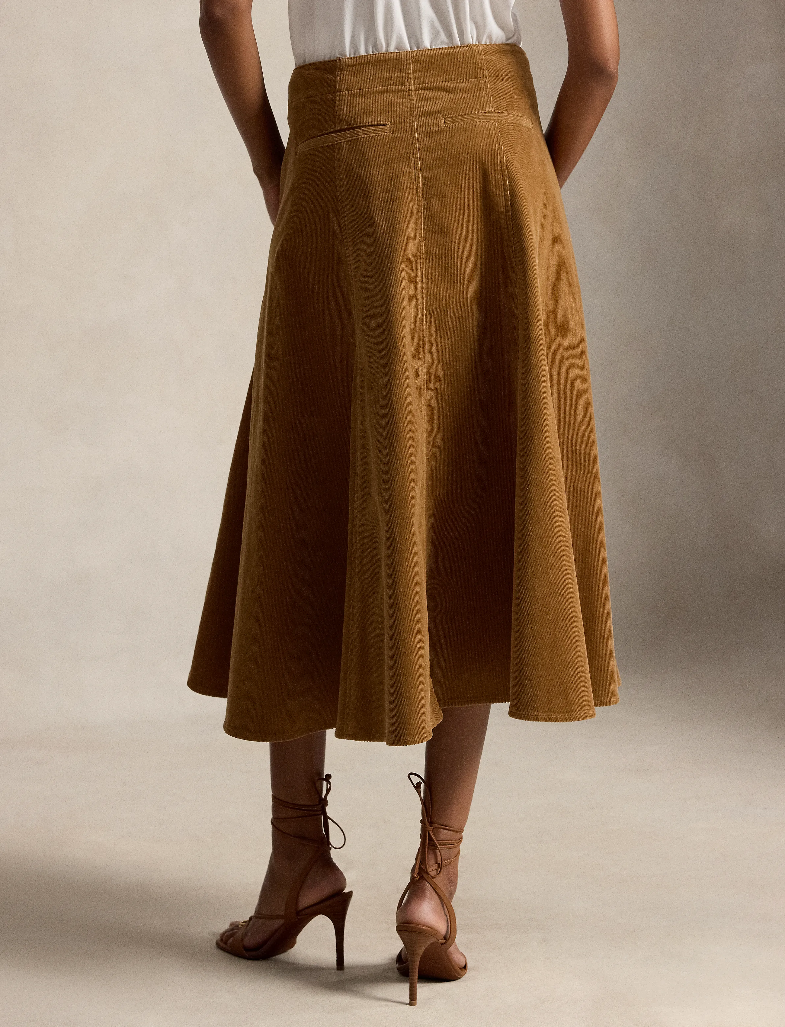 Polo Ralph Lauren - Corduroy A-Line Midi Skirt - midi-röcke - tan - 3