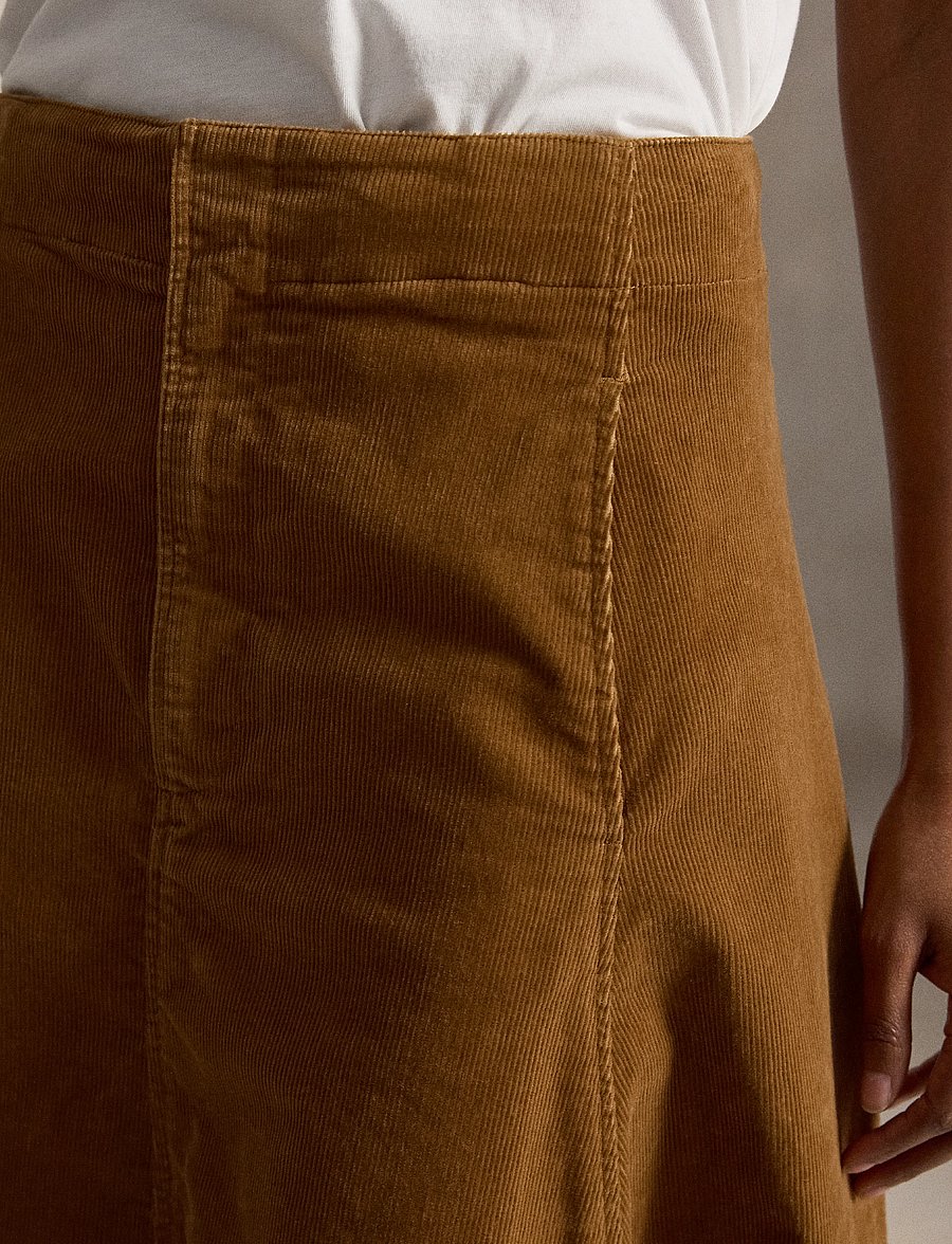 Polo Ralph Lauren - Corduroy A-Line Midi Skirt - midi-röcke - tan - 4