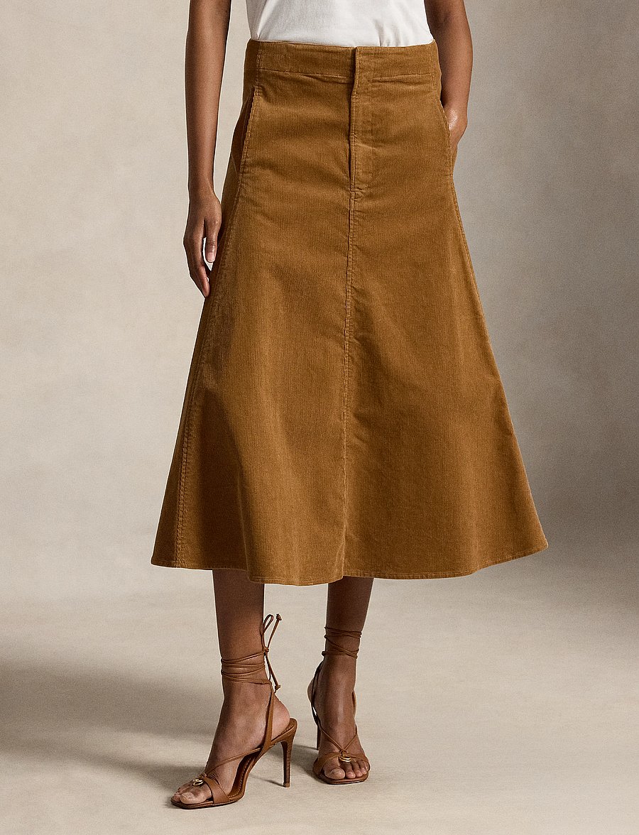 Polo Ralph Lauren - Corduroy A-Line Midi Skirt - midi-röcke - tan - 5