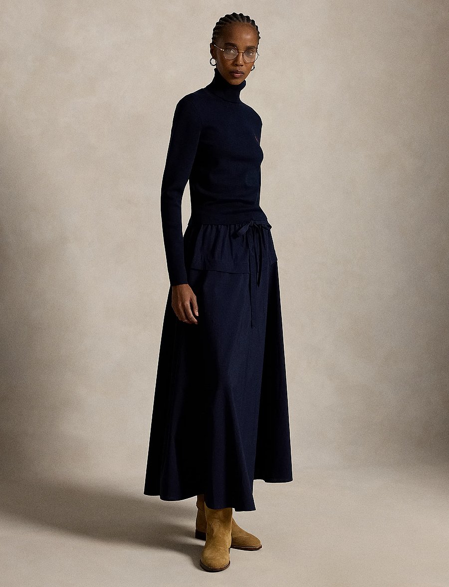 Polo Ralph Lauren - Cotton Canvas A-Line Skirt - maxi nederdele - hunter navy - 0