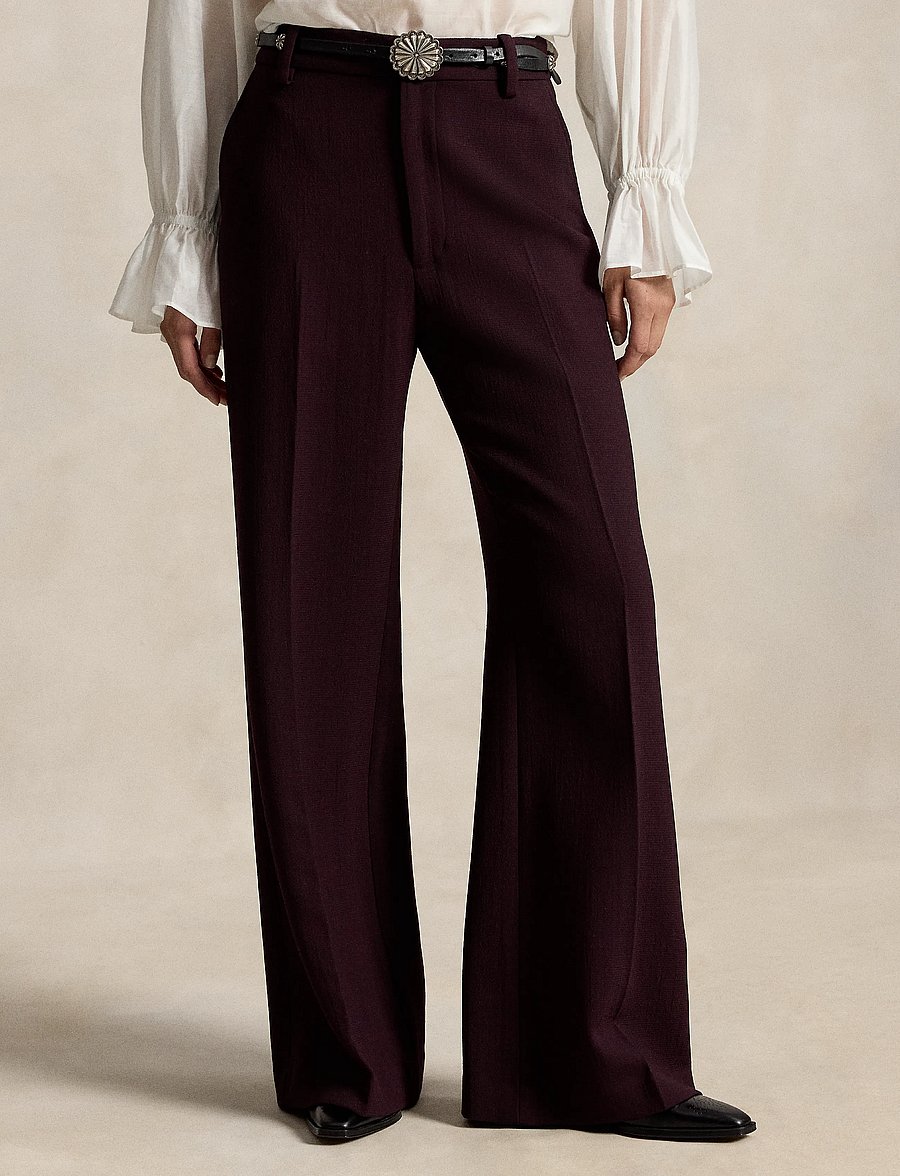 Polo Ralph Lauren - Beaton Wool Crepe Pant - hosen mit weitem bein - midnight merlot - 1