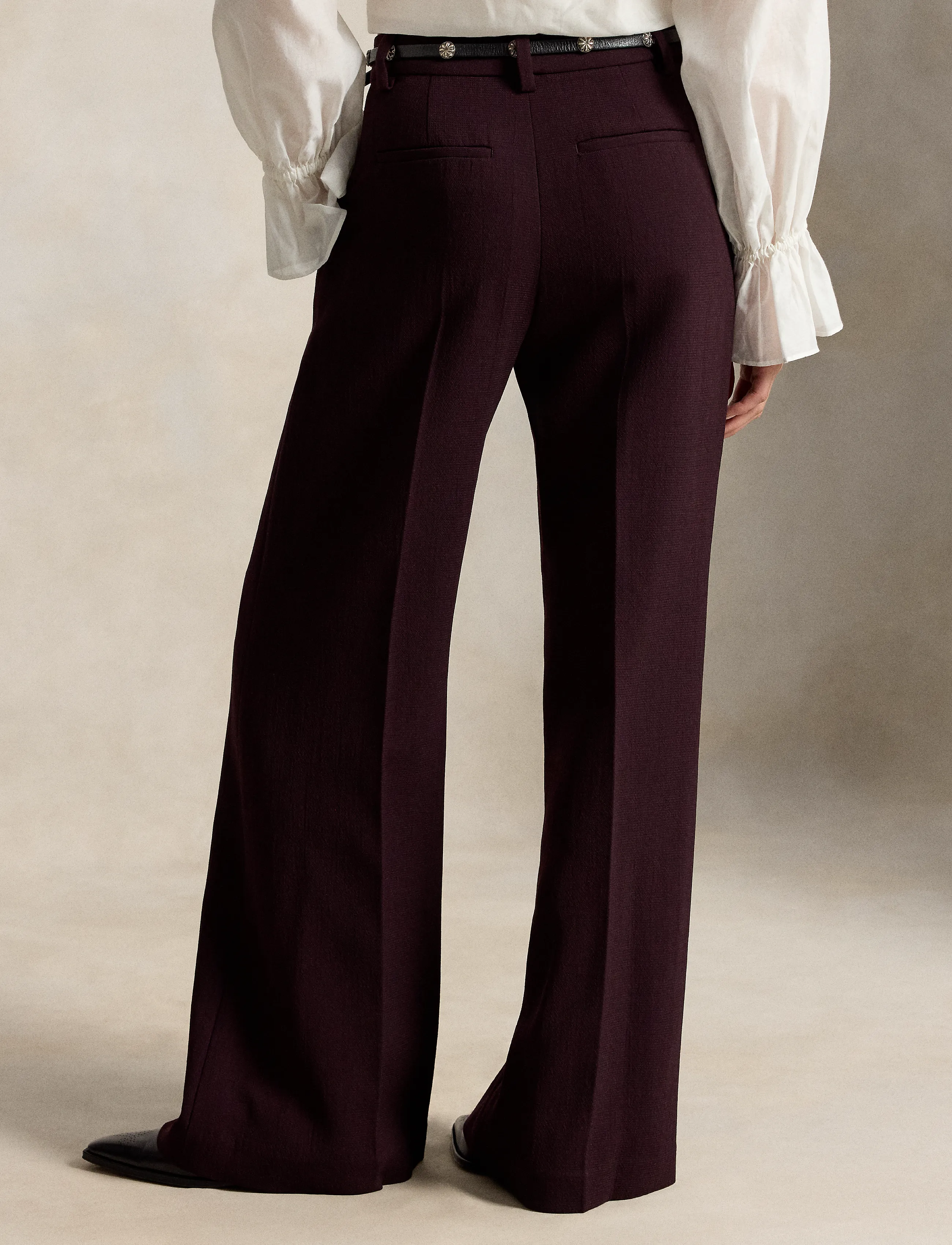 Polo Ralph Lauren - Beaton Wool Crepe Pant - hosen mit weitem bein - midnight merlot - 4