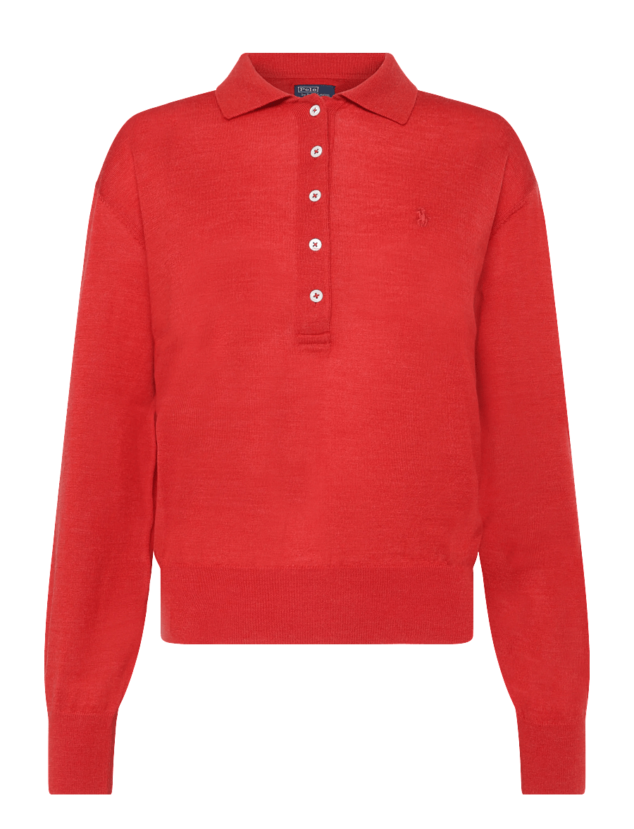 Polo Ralph Lauren - Wool Polo-Collar Sweater - stickade tröjor - flanders red heat - 1