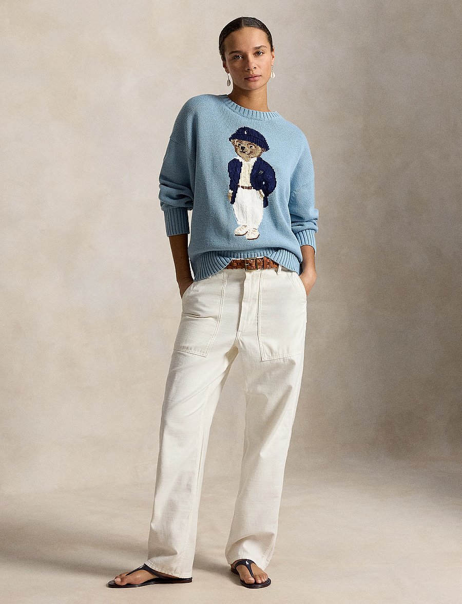 Polo Ralph Lauren - Polo Bear Oversize Cotton Sweater - stickade tröjor - blue note - 0