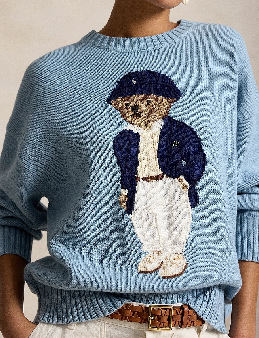 Polo Ralph Lauren - Polo Bear Oversize Cotton Sweater - stickade tröjor - blue note - 5