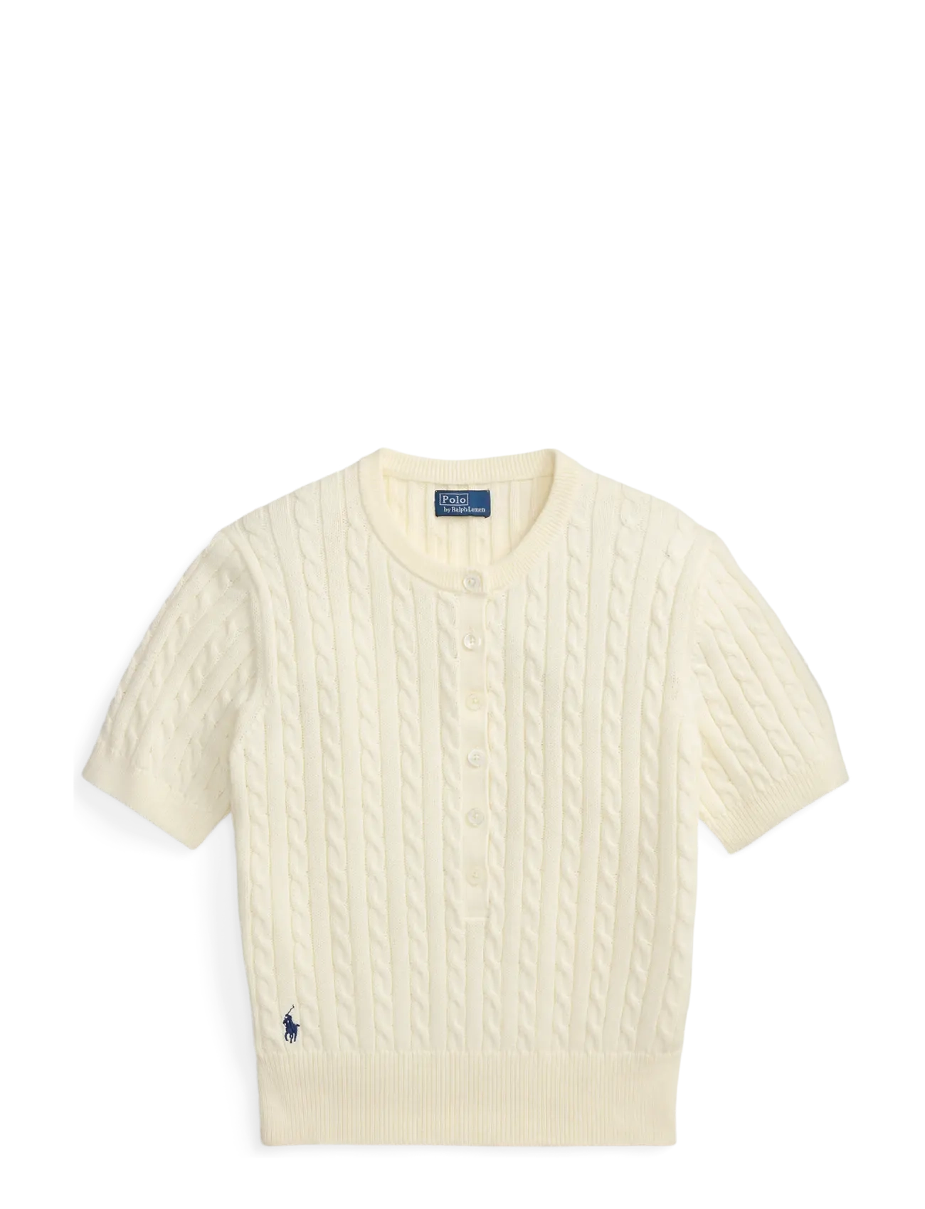 Polo Ralph Lauren Mini-Cable Short-Sleeve Henley Sweater - T-shirts & Toppar - CLUBHOUSE CREAM / cream