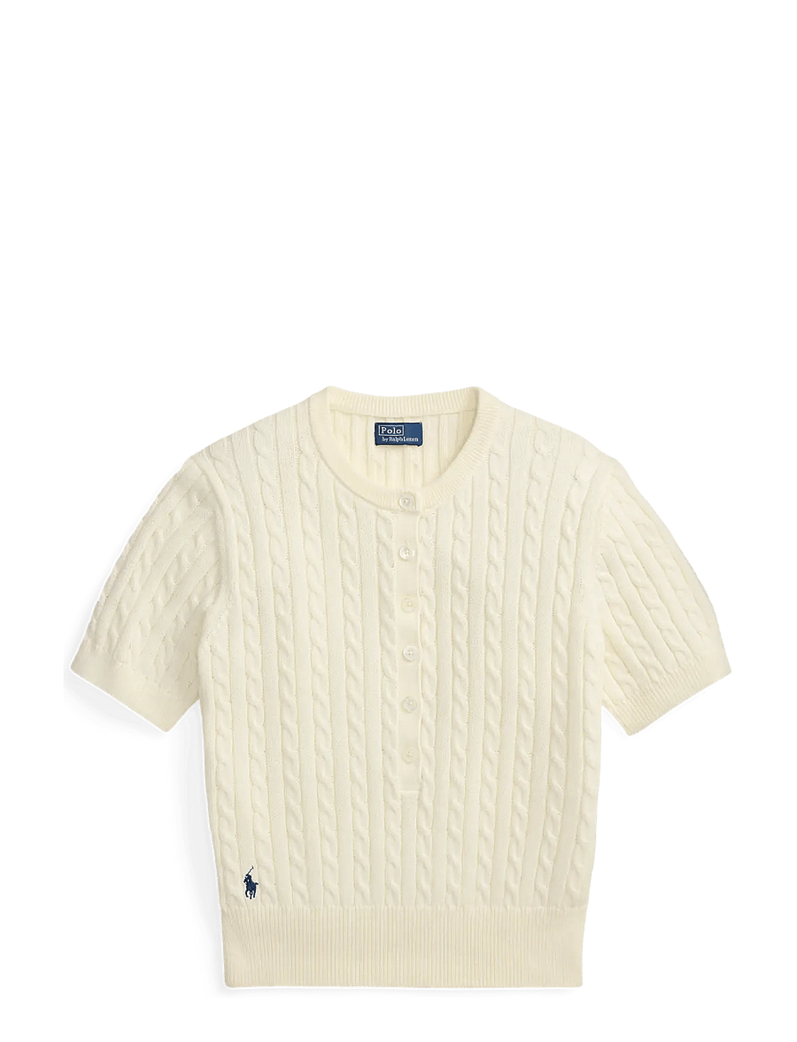 Polo Ralph Lauren - Mini-Cable Short-Sleeve Henley Sweater - t-shirts - clubhouse cream - 1