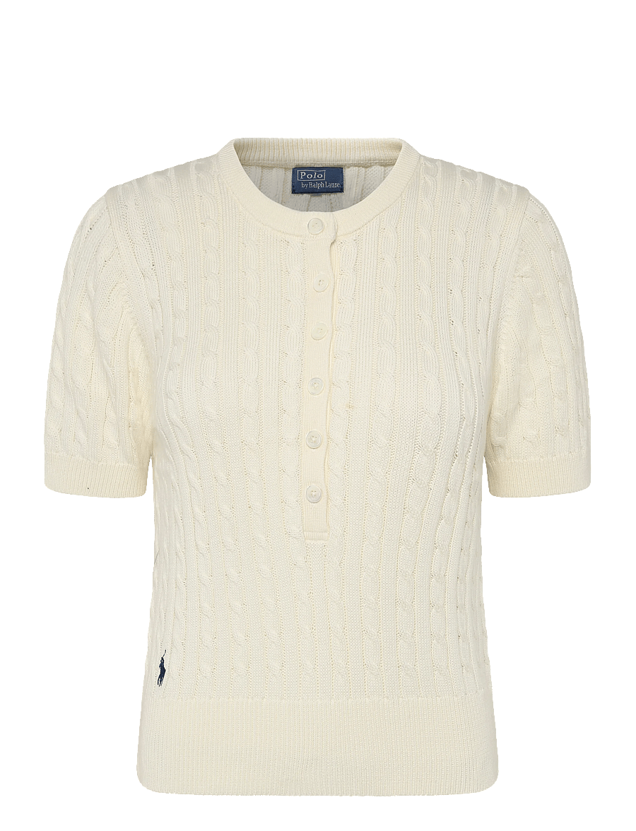 Polo Ralph Lauren - Mini-Cable Short-Sleeve Henley Sweater - t-shirts - clubhouse cream - 1