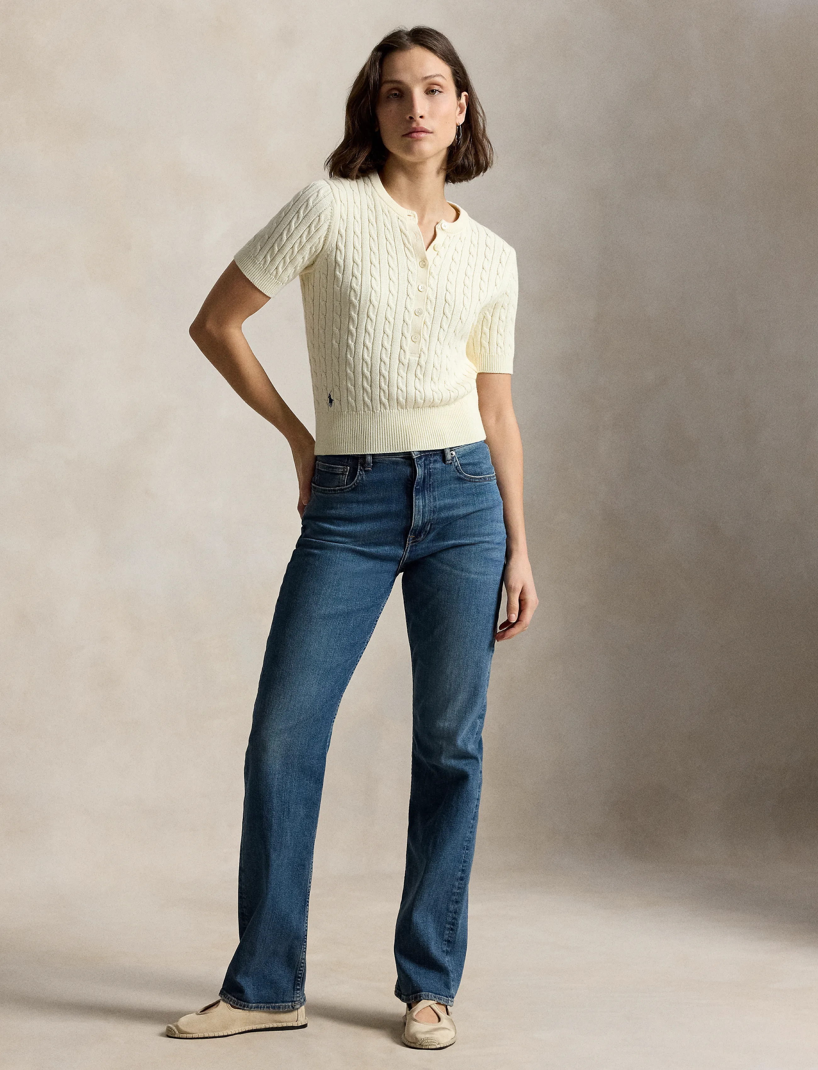 Polo Ralph Lauren - Mini-Cable Short-Sleeve Henley Sweater - t-shirts - clubhouse cream - 4