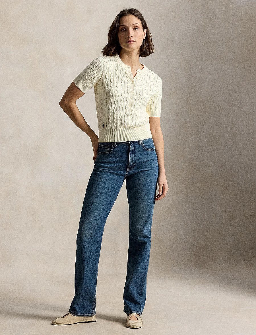 Polo Ralph Lauren - Mini-Cable Short-Sleeve Henley Sweater - t-shirts - clubhouse cream - 4