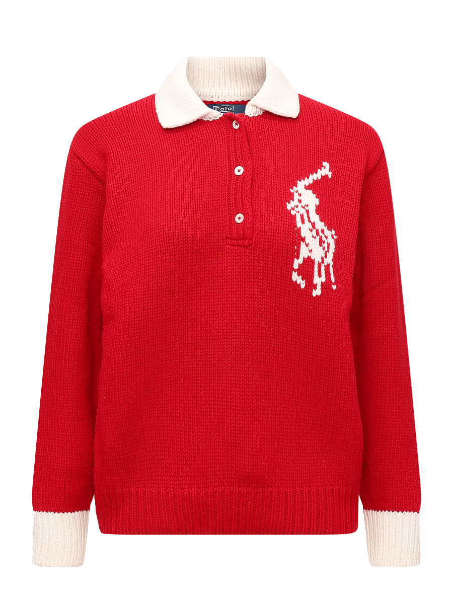 Polo Ralph Lauren - Big Pony Wool Rugby Sweater - striktrøjer - rl2000 red/cream - 1
