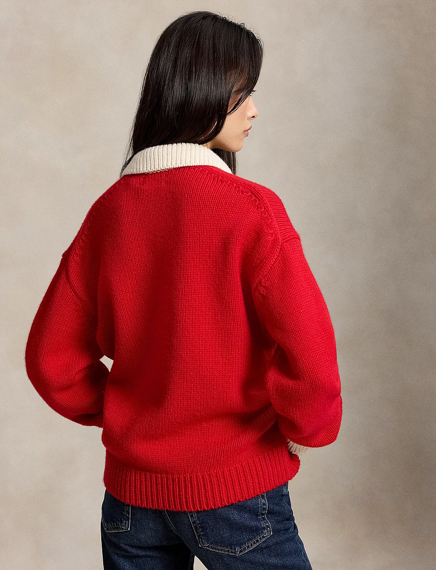 Polo Ralph Lauren - Big Pony Wool Rugby Sweater - striktrøjer - rl2000 red/cream - 3