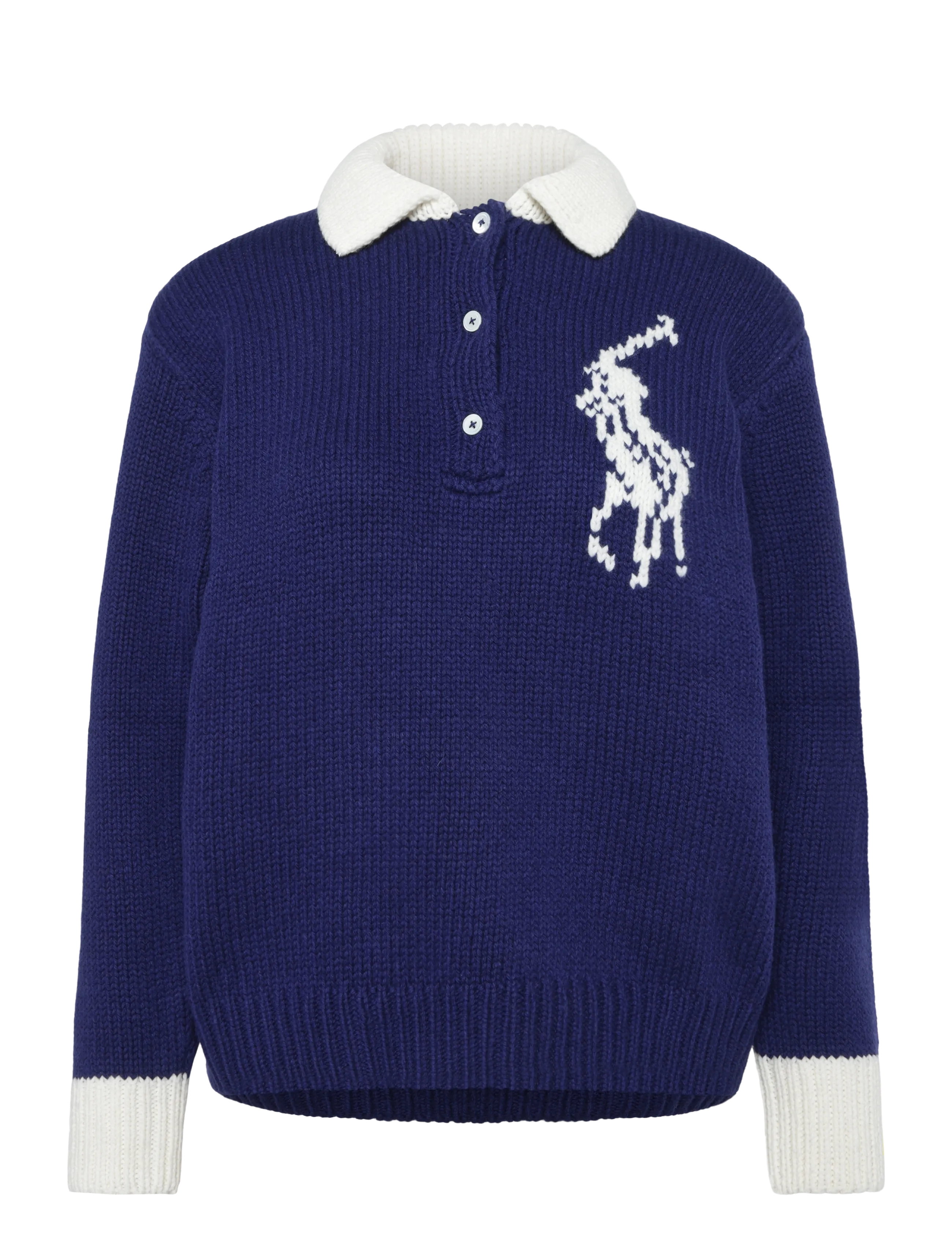 Polo Ralph Lauren - Big Pony Wool Rugby Sweater - stickade tröjor - royal/cream - 1