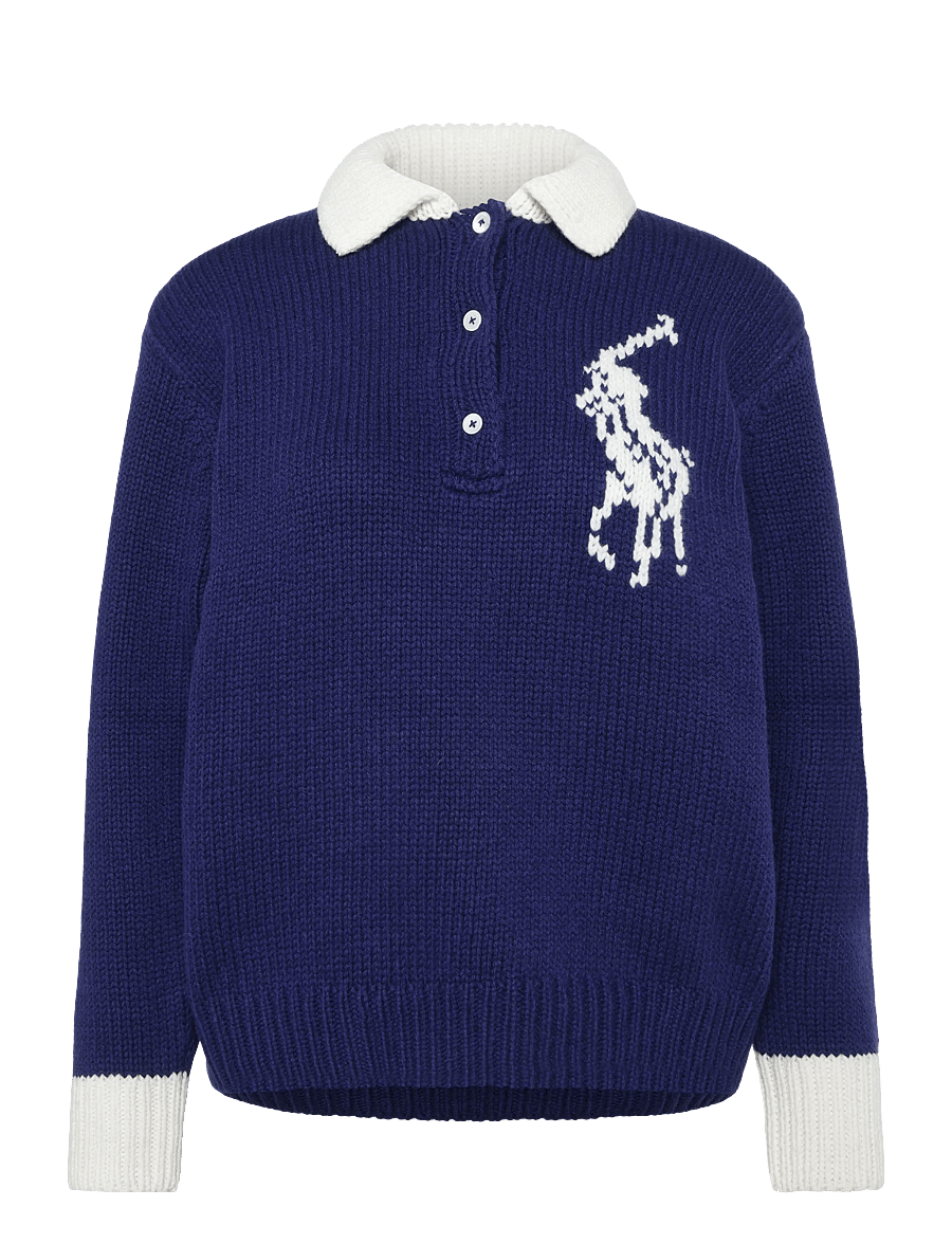 Polo Ralph Lauren - Big Pony Wool Rugby Sweater - stickade tröjor - royal/cream - 1