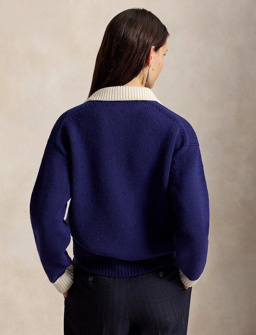 Polo Ralph Lauren - Big Pony Wool Rugby Sweater - stickade tröjor - royal/cream - 3