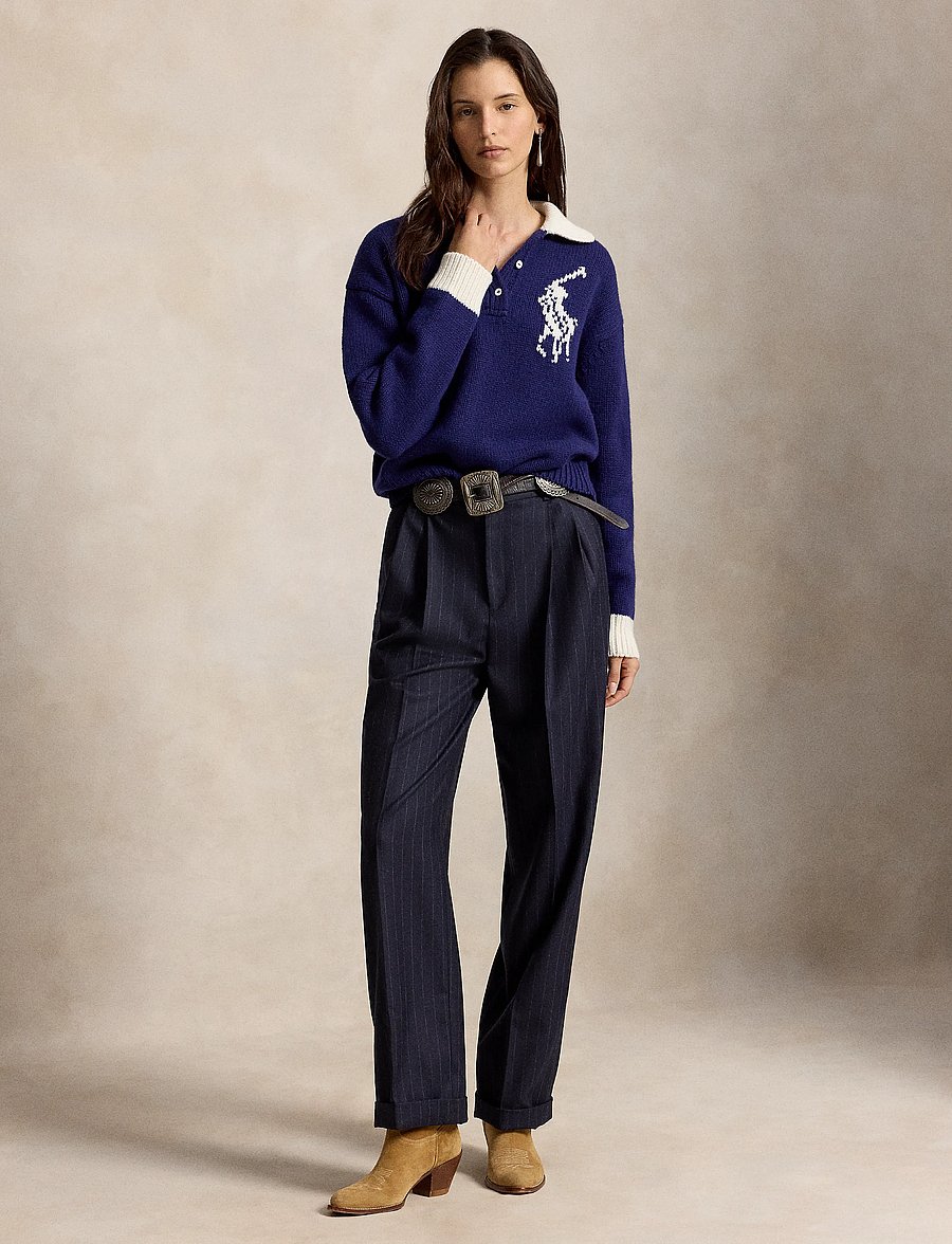 Polo Ralph Lauren - Big Pony Wool Rugby Sweater - stickade tröjor - royal/cream - 4