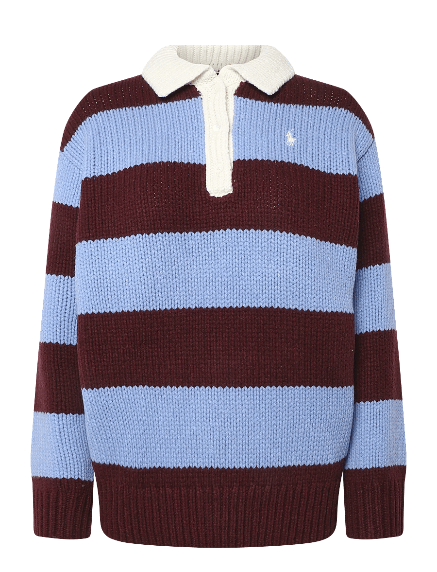 Polo Ralph Lauren - Striped Wool-Blend Rugby Sweater - striktrøjer - harvardwne/nwlitc - 1