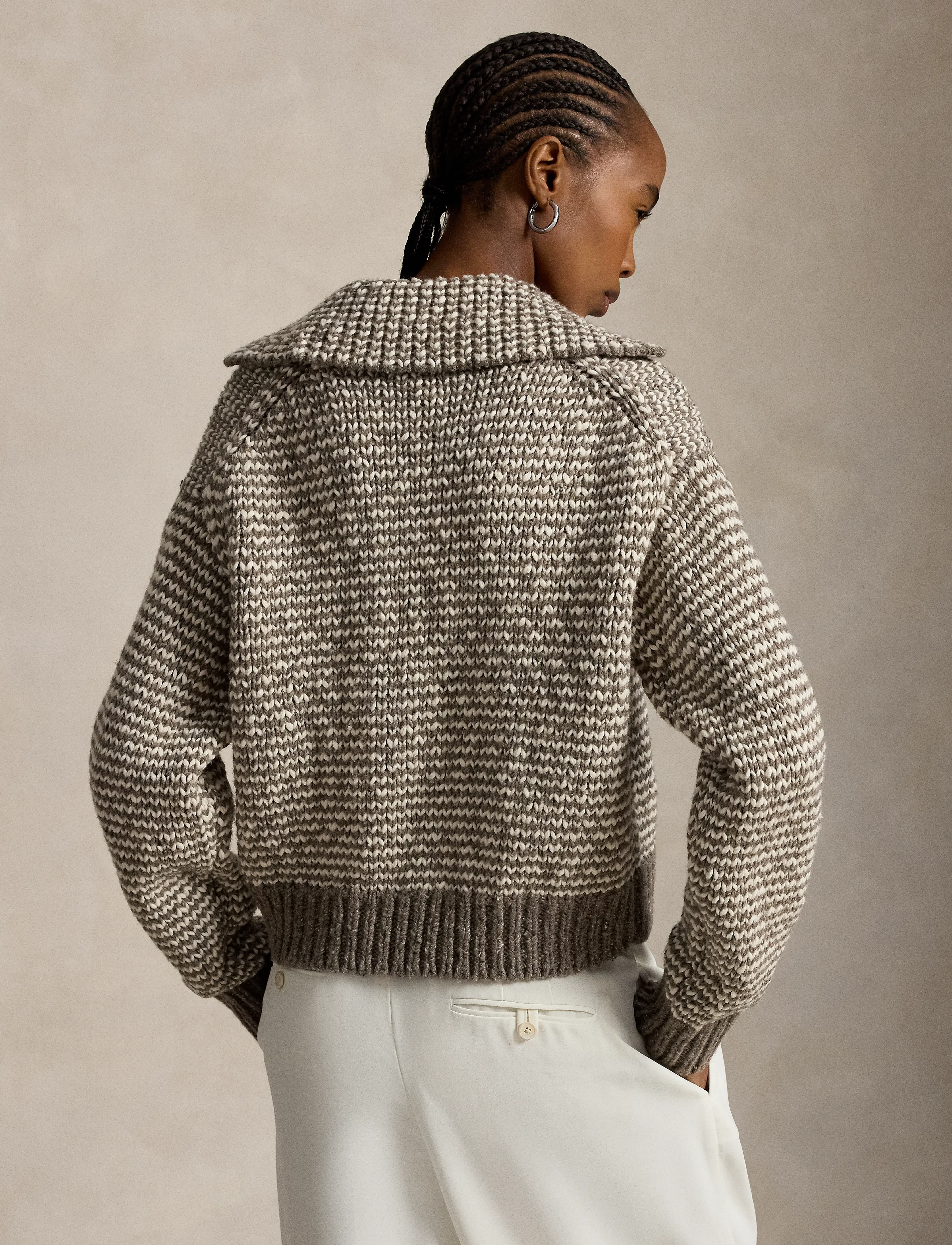 Polo Ralph Lauren - Striped Cotton-Blend Sweater - kampsunid - stone grey/cream - 3