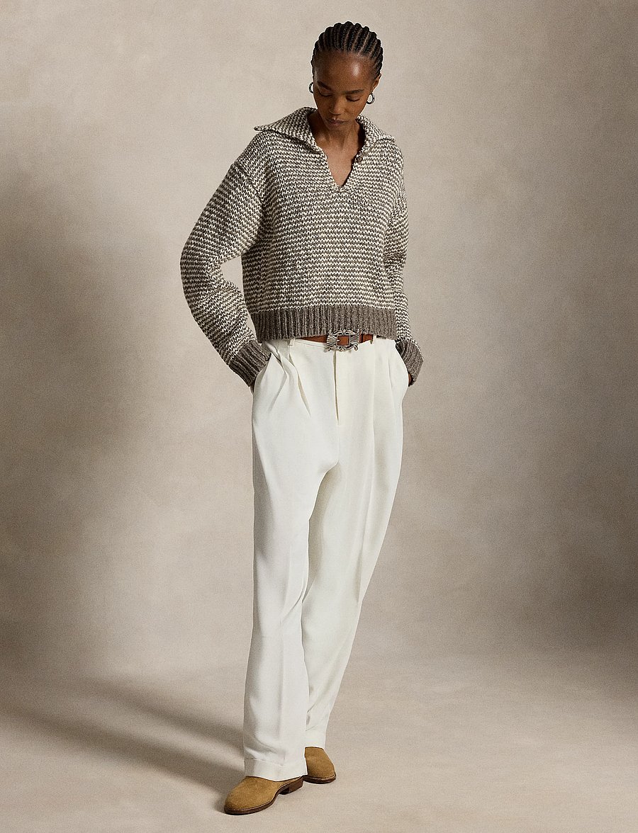 Polo Ralph Lauren - Striped Cotton-Blend Sweater - kampsunid - stone grey/cream - 5
