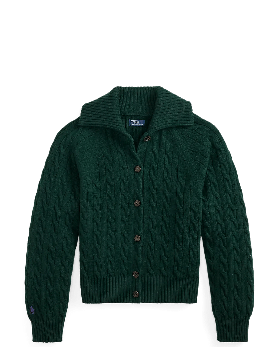 Polo Ralph Lauren - Cable Wool-Cashmere Collared Cardigan - kaschmir - college green - 1