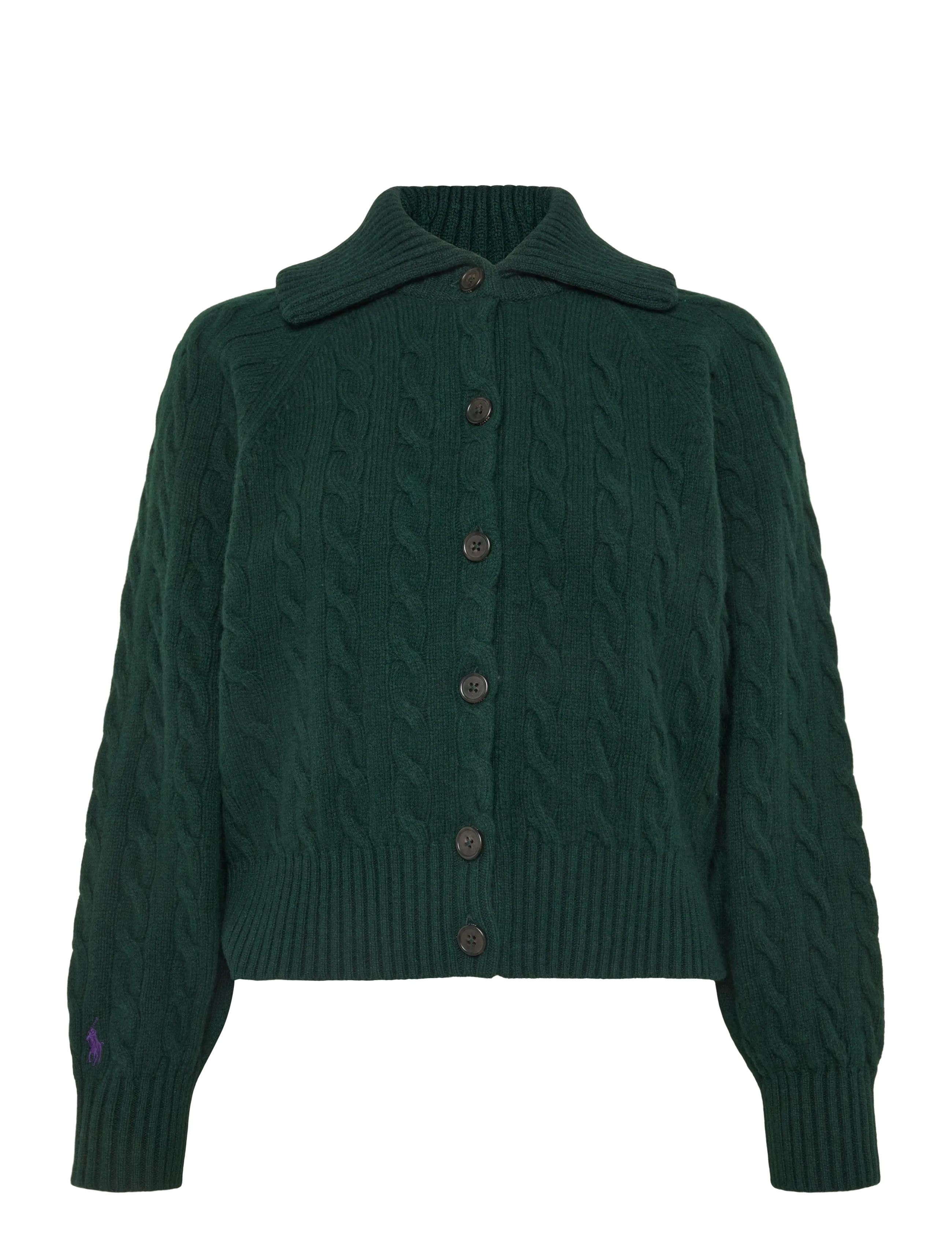 Polo Ralph Lauren Kabelstickad kofta i ull/kashmir - Koftor - COLLEGE GREEN / green