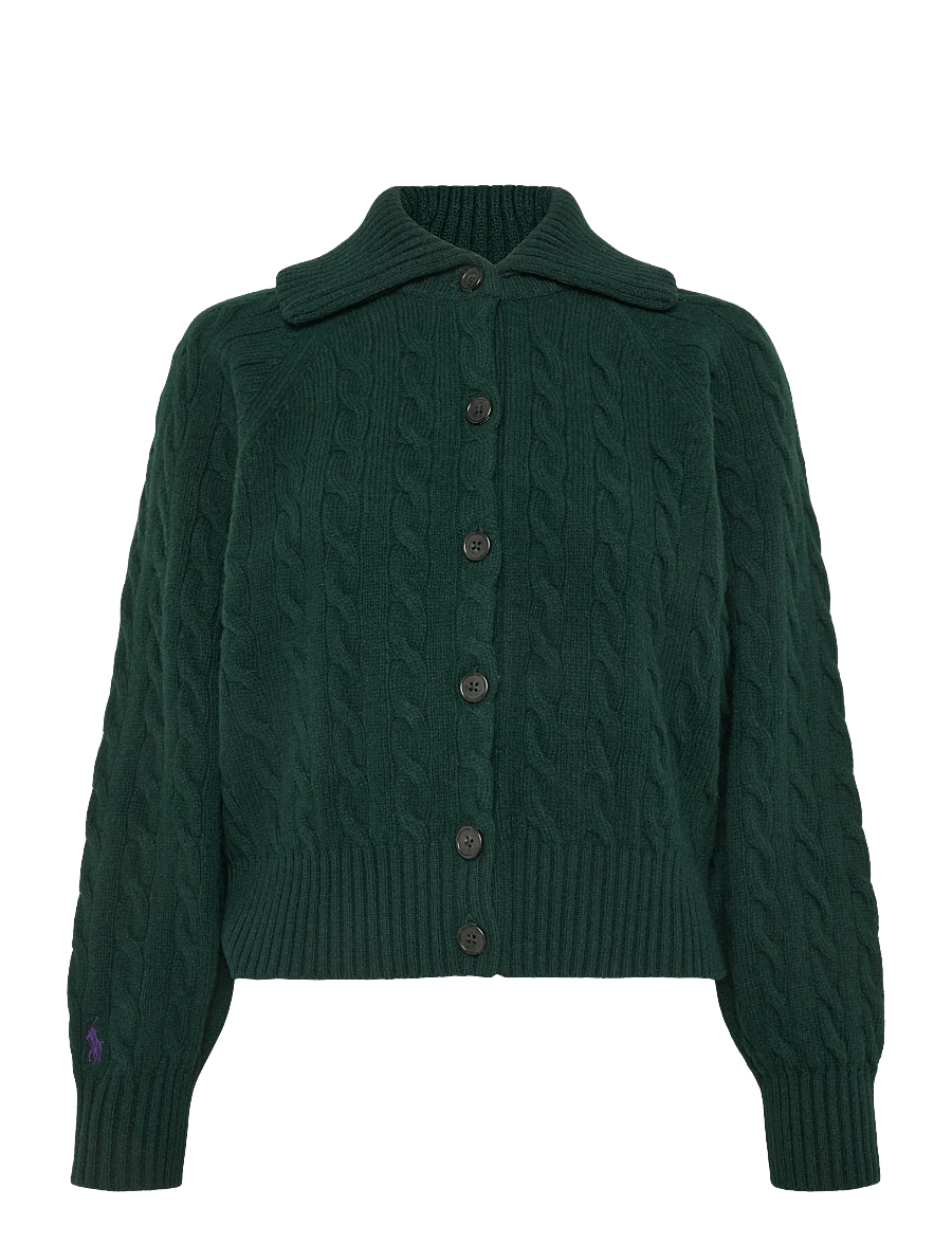 Polo Ralph Lauren - Cable Wool-Cashmere Collared Cardigan - kašmiir - college green - 1