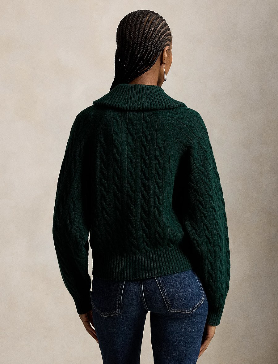 Polo Ralph Lauren - Cable Wool-Cashmere Collared Cardigan - kaschmir - college green - 2