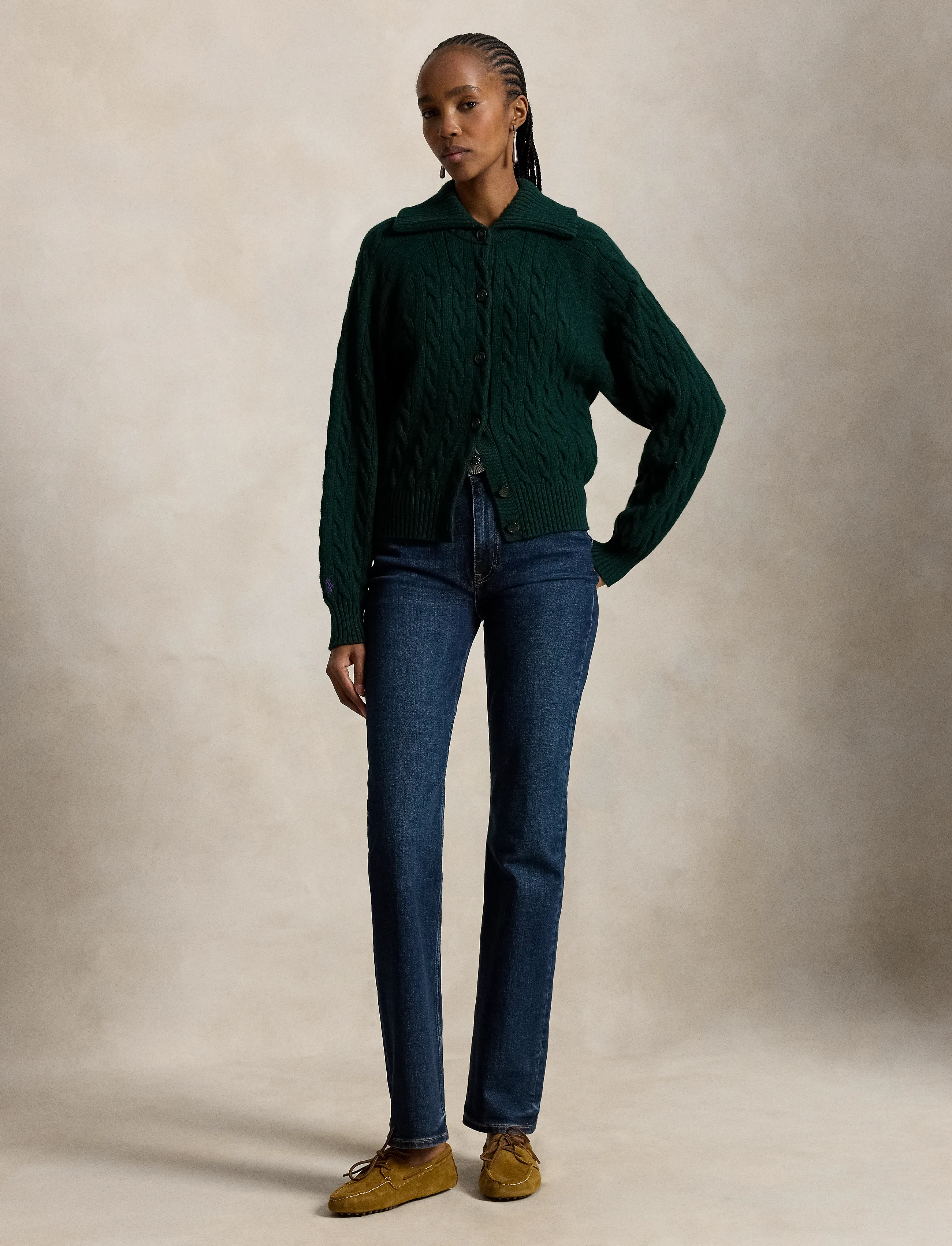 Polo Ralph Lauren - Cable Wool-Cashmere Collared Cardigan - kaschmir - college green - 4