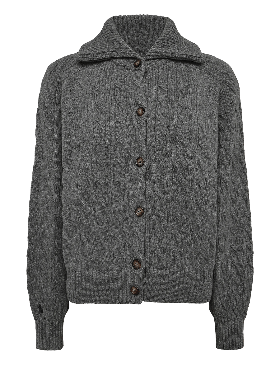 Polo Ralph Lauren - Cable-Knit Wool-Cashmere Jacket - kašmiir - flannel grey heat - 1