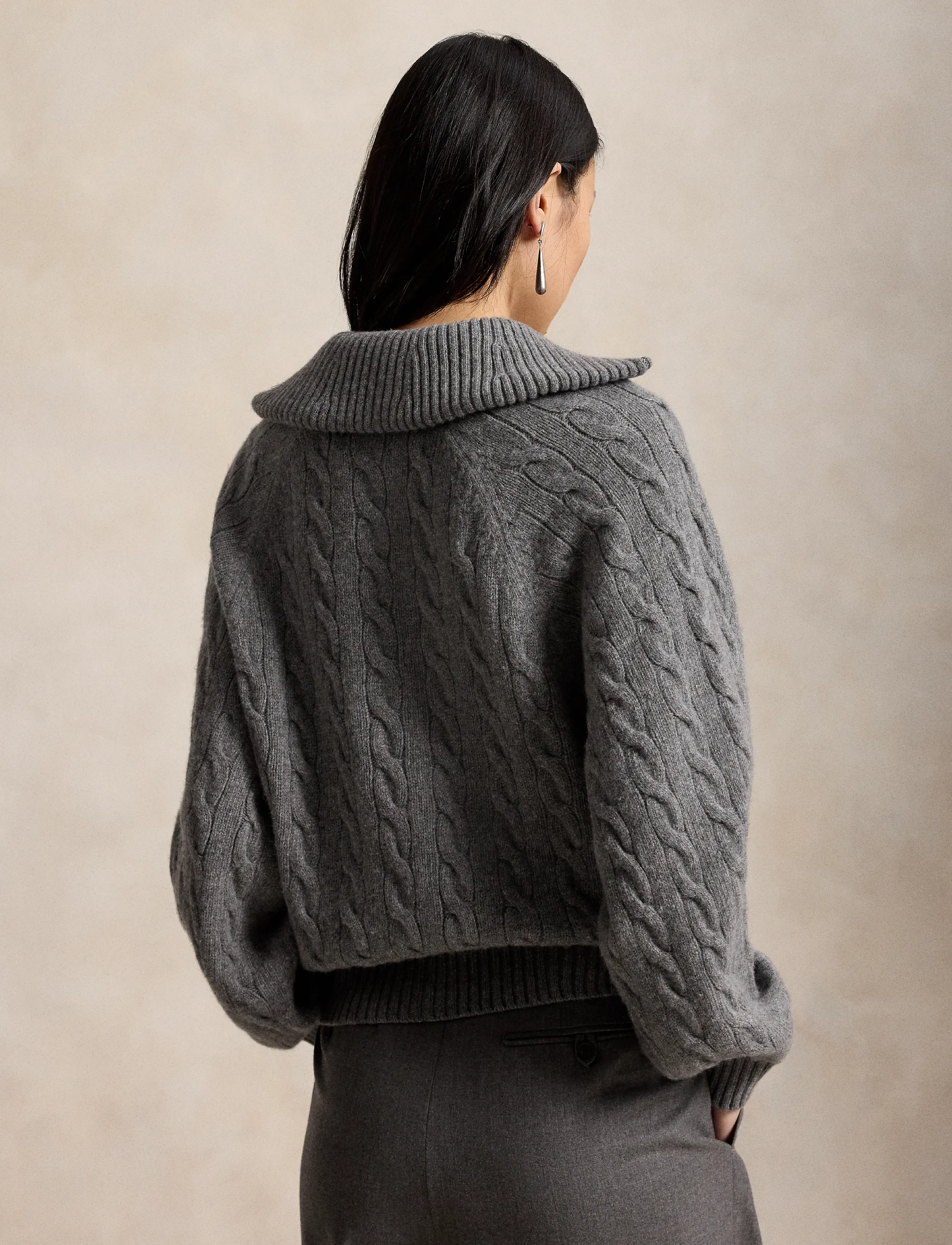 Polo Ralph Lauren Cable Wool-Cashmere Collared Cardigan dam – bild 2