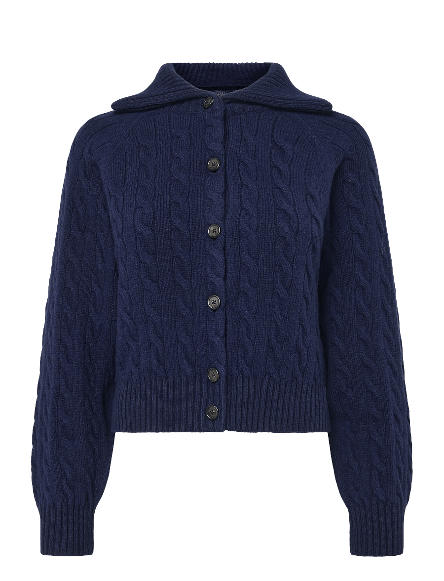 Polo Ralph Lauren - Cable-Knit Wool-Cashmere Jacket - kašmiir - hunter navy - 0