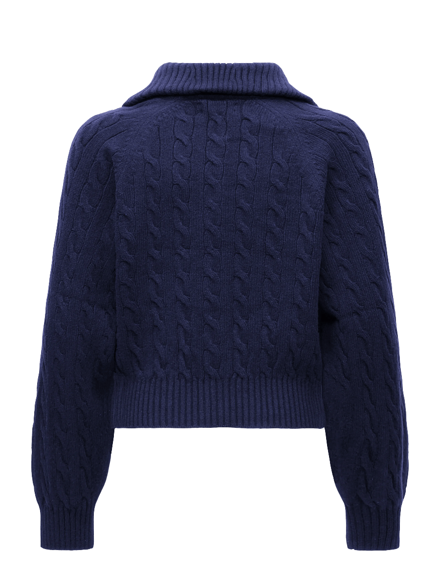 Polo Ralph Lauren - Cable-Knit Wool-Cashmere Jacket - kašmiir - hunter navy - 1
