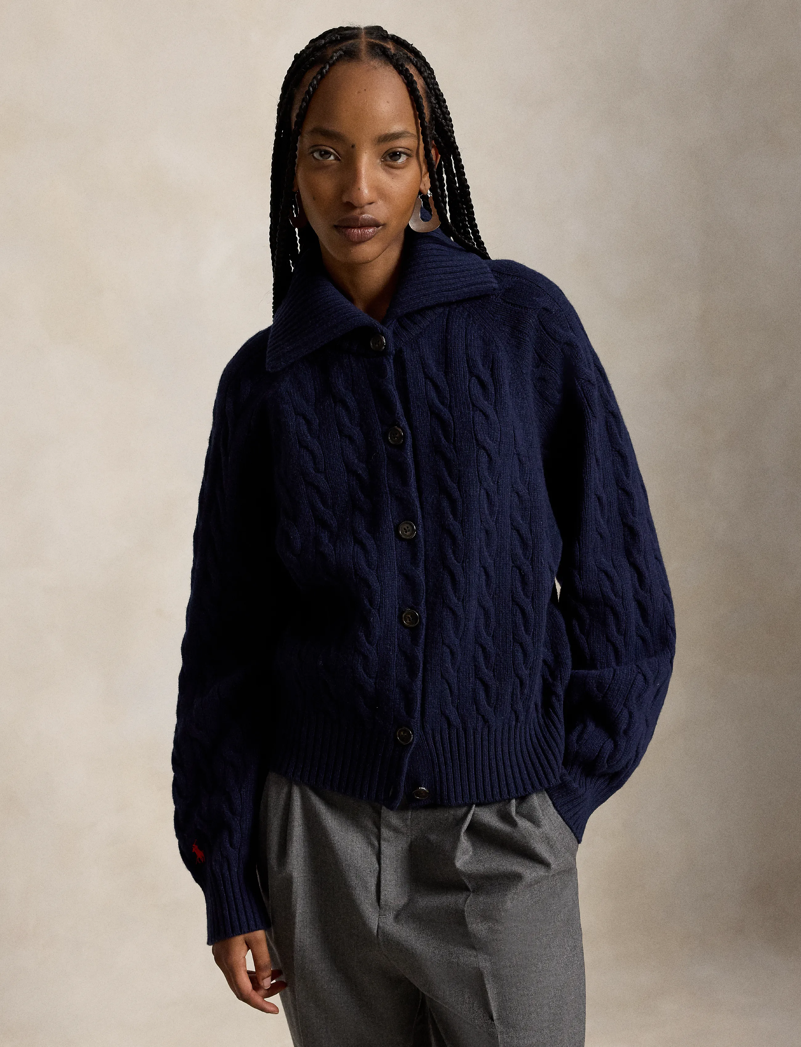 Polo Ralph Lauren - Cable-Knit Wool-Cashmere Jacket - kashmir - hunter navy - 2
